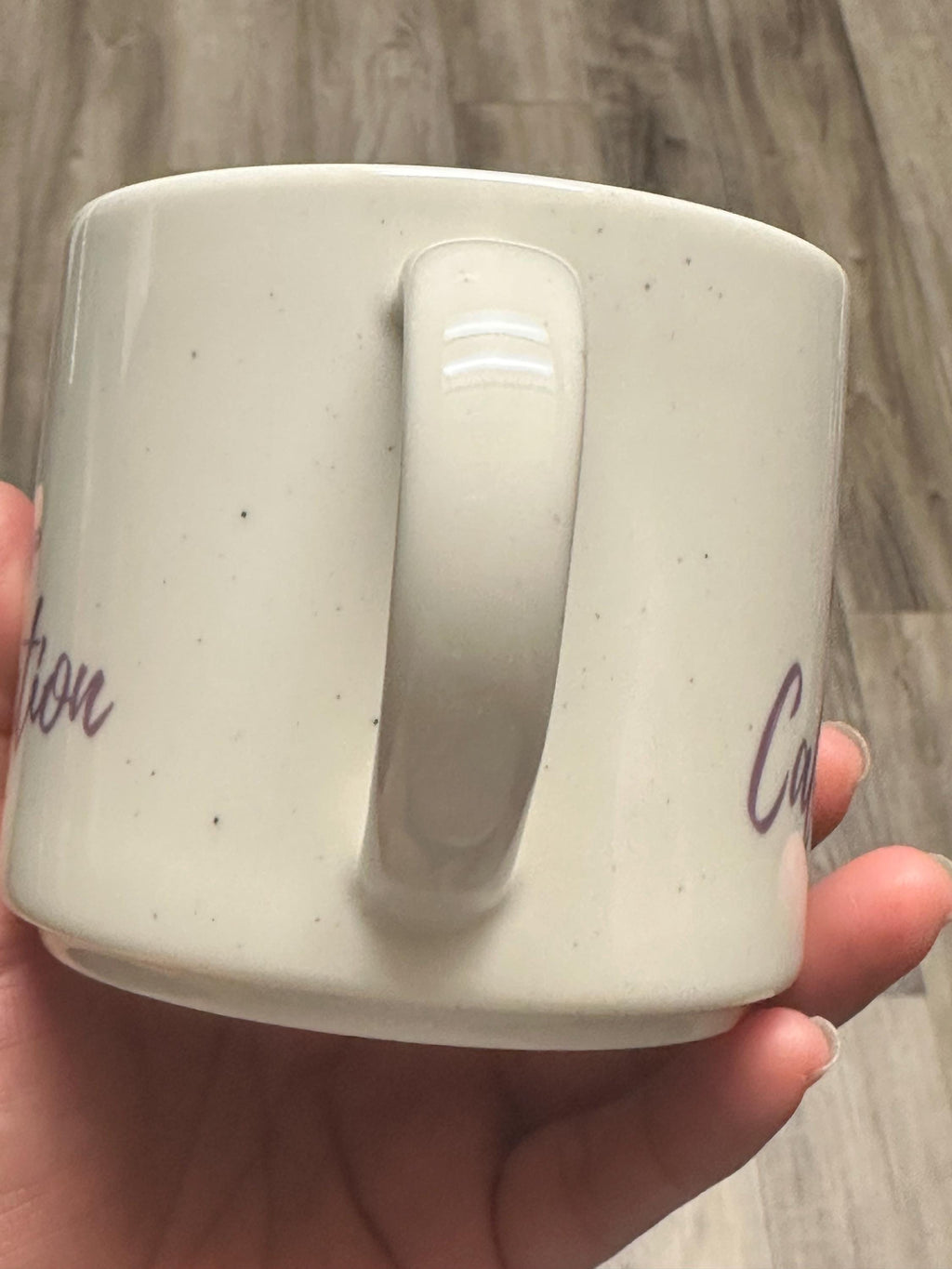 Caffeination Pose Mug 14 oz White and Purple – New. Ship Fast!