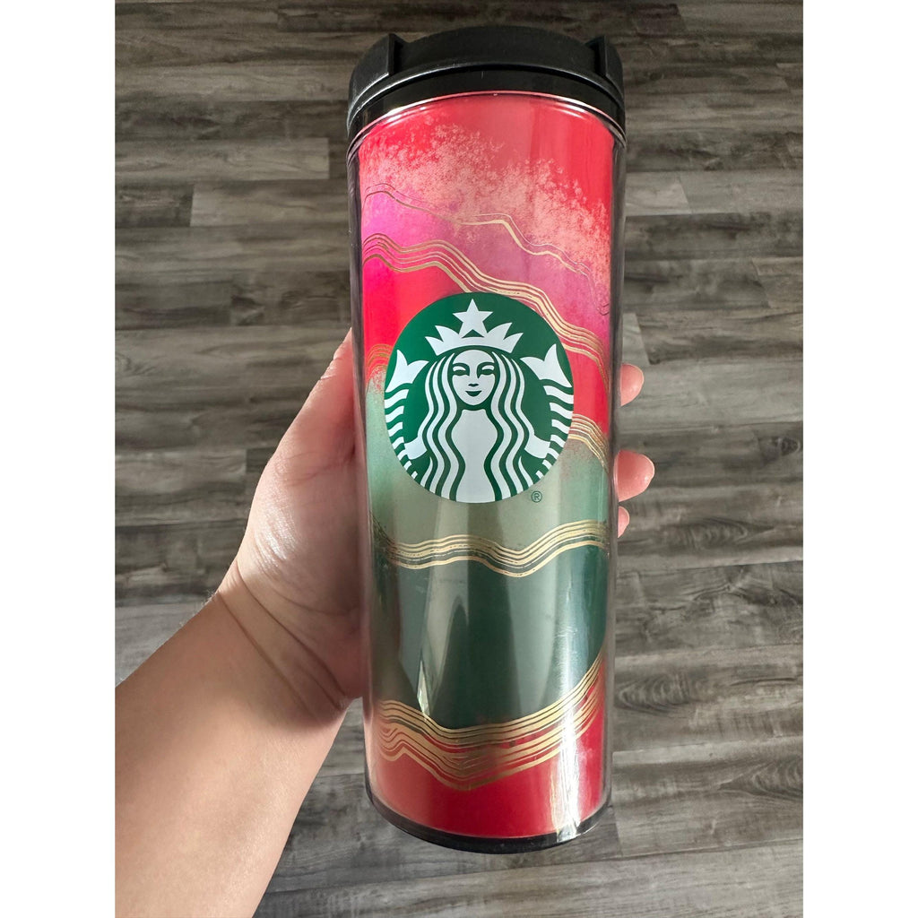 Starbucks Holiday Tumbler 16oz Red and Green Swirl. Ship Fast!