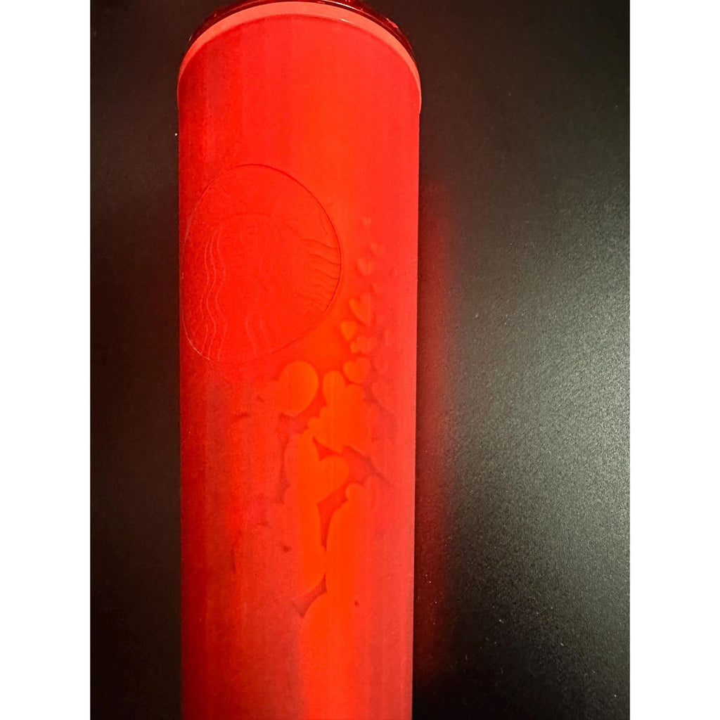 Starbucks Valentines Matte Red Hearts 24oz Cold Cup Tumbler. 2022!