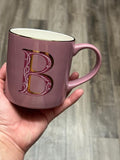 Stoneware Coffee Mug Mauve Gold Trimmed With The Initial B. New! Ship Fast! | Little Joy Market