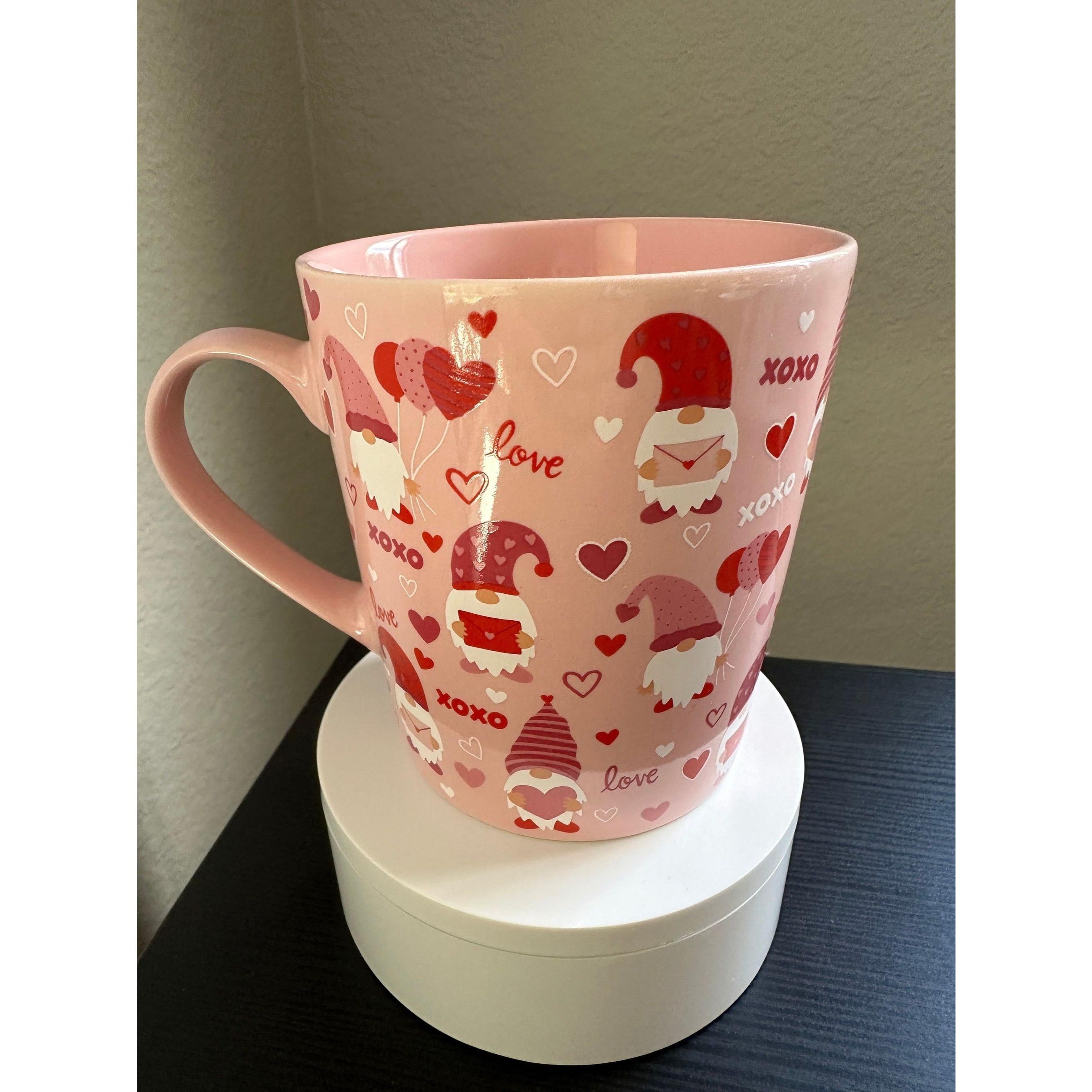 Pink Coffee Mug | Valentine's Day Gift, Love & Gnomes 14 oz