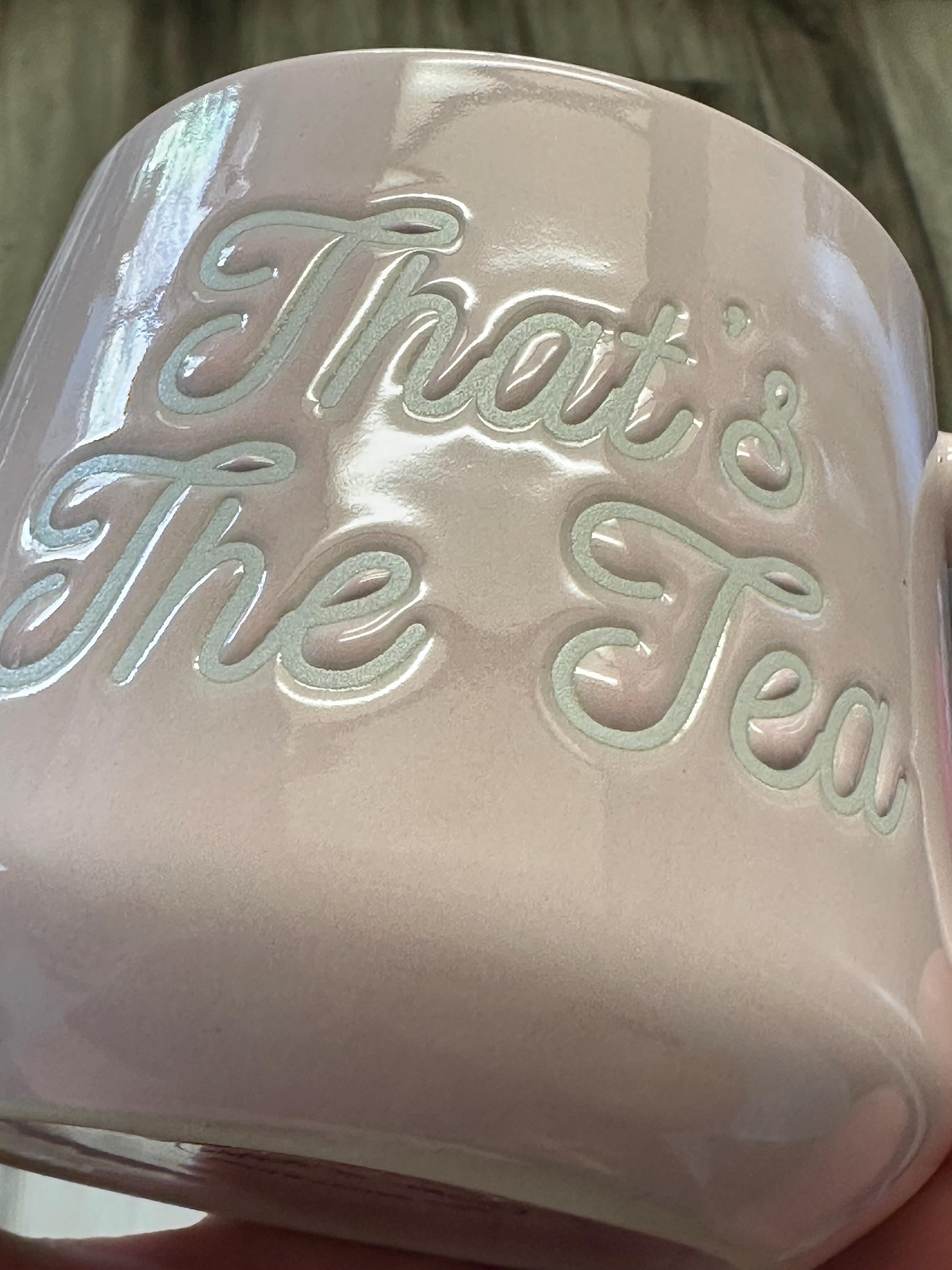 Tea Mug 12 oz Porcelain White pink – New. Ship Fast!