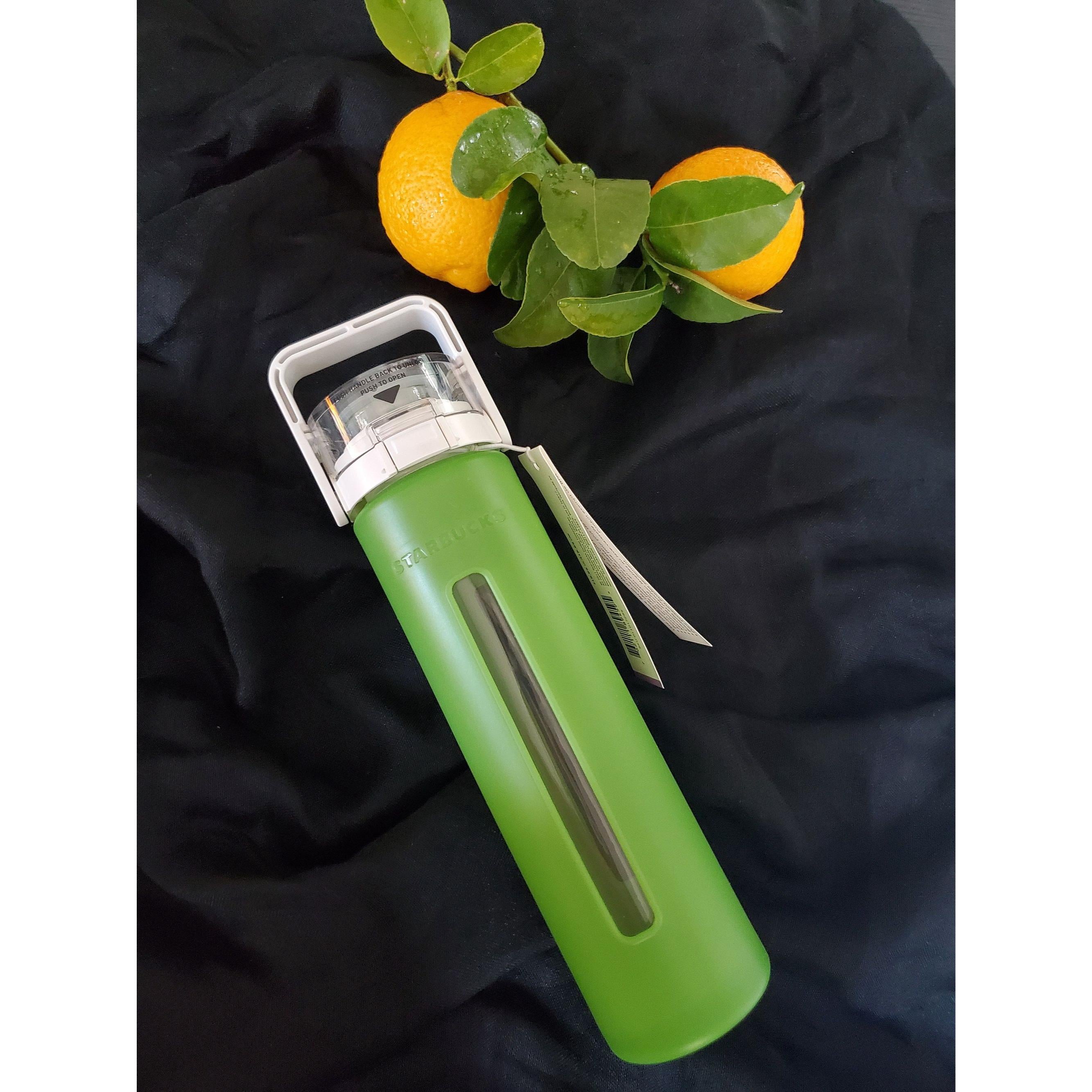 Starbucks Glass Water Bottle: Green Silicone Sleeve, 16 oz. 2011 New! | Little Joy Market
