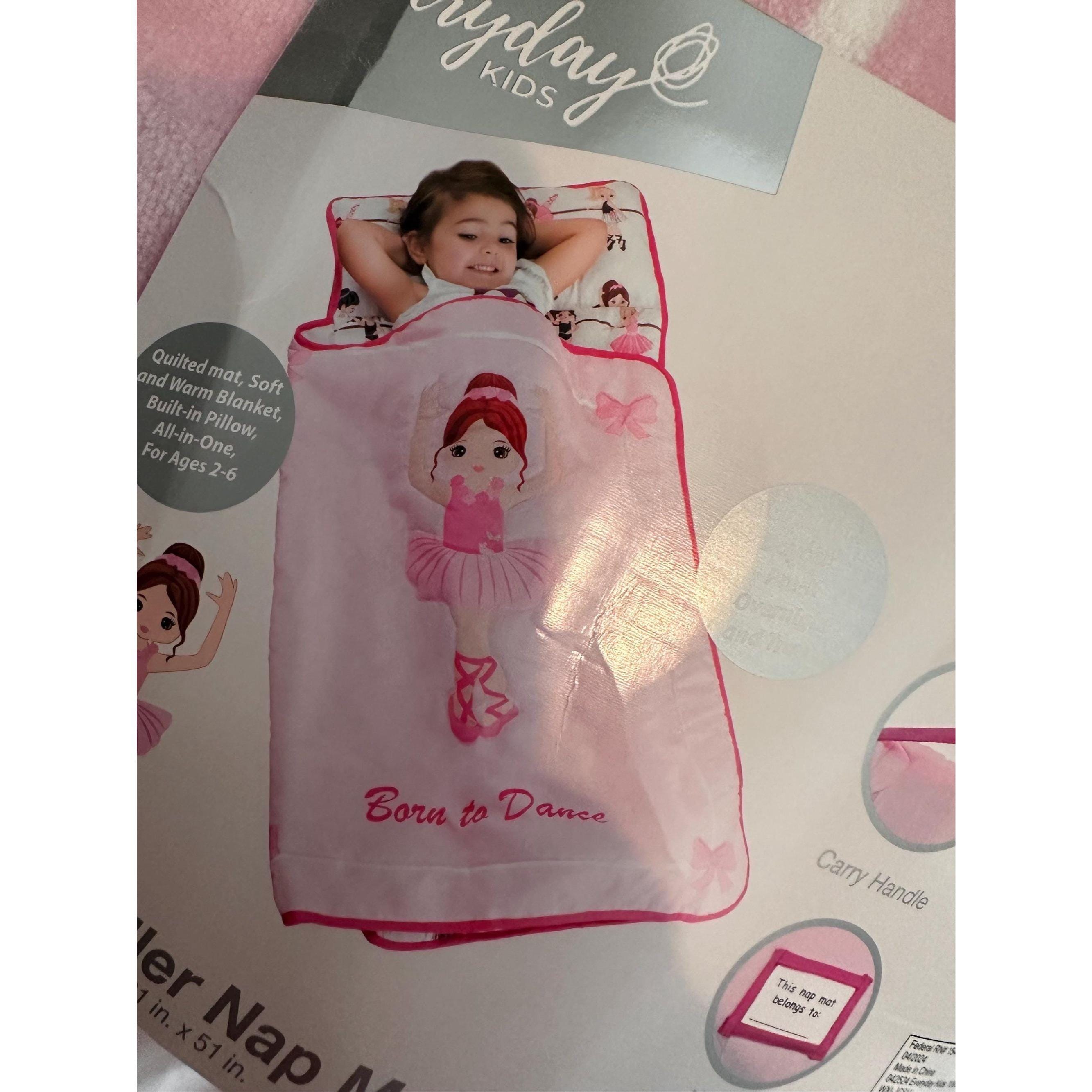 Ballerina Toddler Nap Mat – Roll-Up Sleeping Bag with Pillow. Ship Fast!