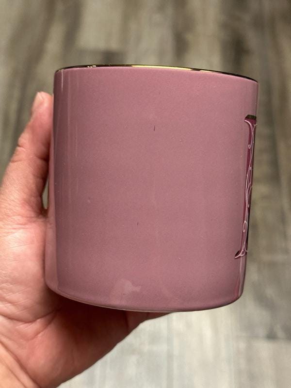 Stoneware Coffee Mug Mauve Gold Trimmed With The Initial B. New! Ship Fast!
