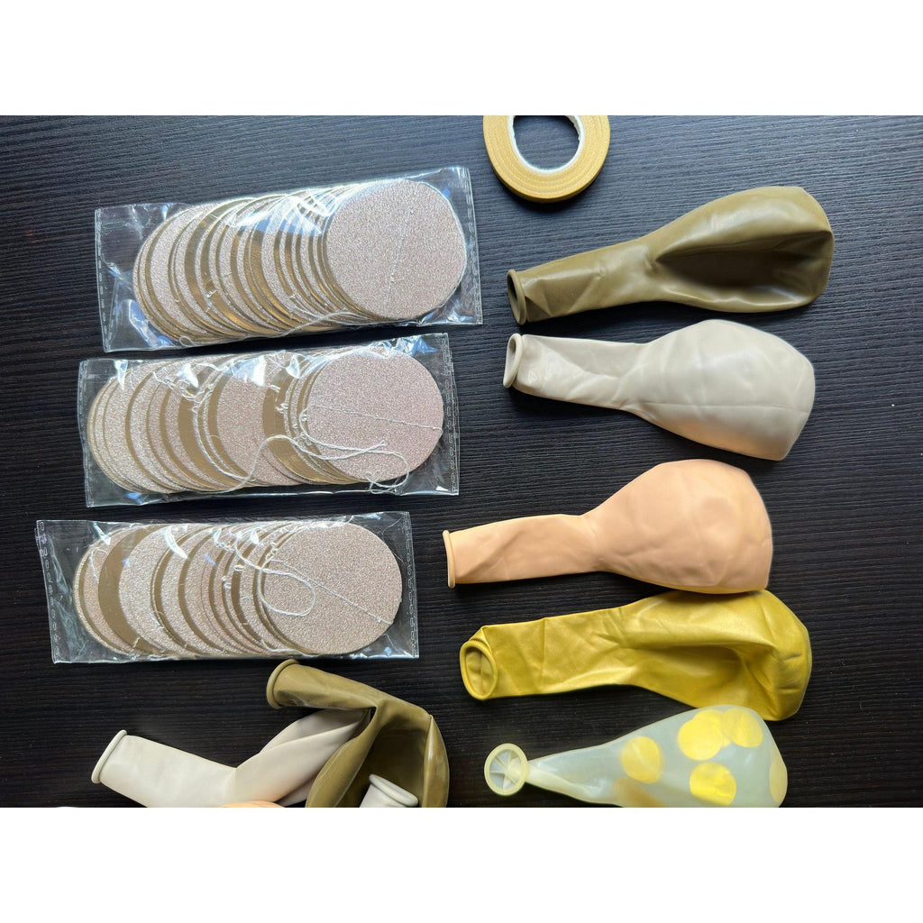 50-Piece Brown & Gold Confetti Balloon Set: Boho Party Decor