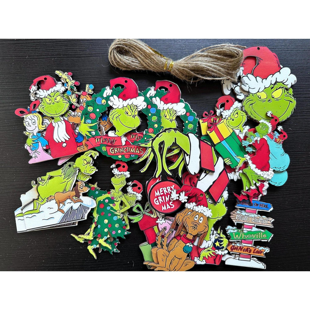 Felt & Wood Christmas Ornaments Set of 24 – Holiday Hanging Decorations. Ship Fast!