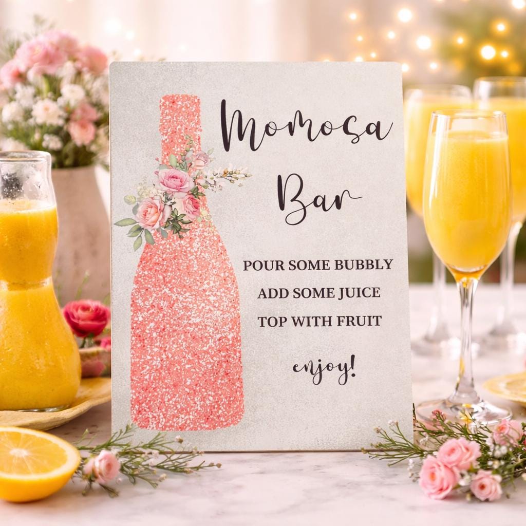 Wooden Mimosa Bar Sign 11x8 Bridal Shower Wedding Party Decor. Ship Fast! | Little Joy Market
