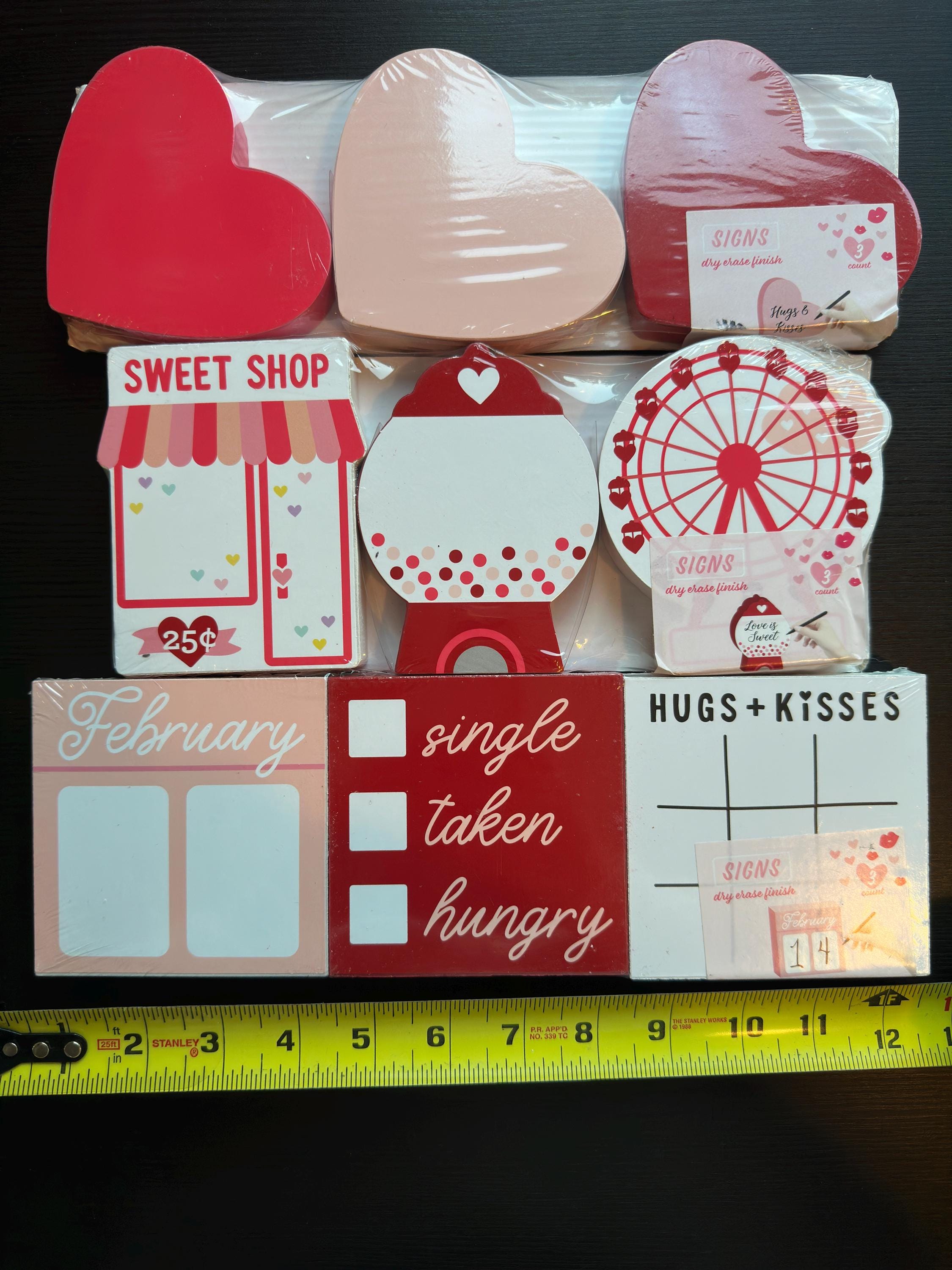 Valentine Wooden Sign Decorations | 9-Piece Set | Small | New. Ship Fast!