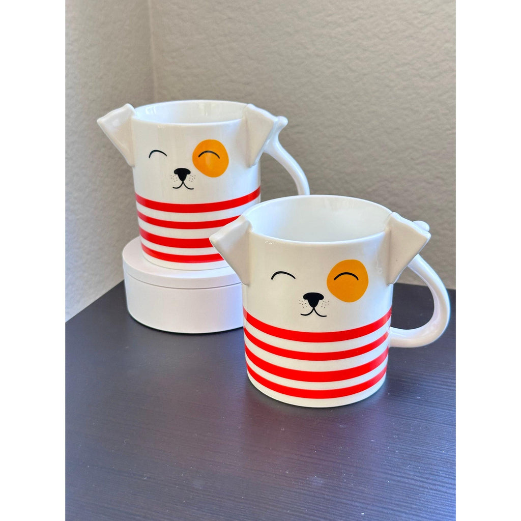 Parker Lane Dog Mom Coffee Mug Set - Sculpted Ears, Striped, 16 Oz