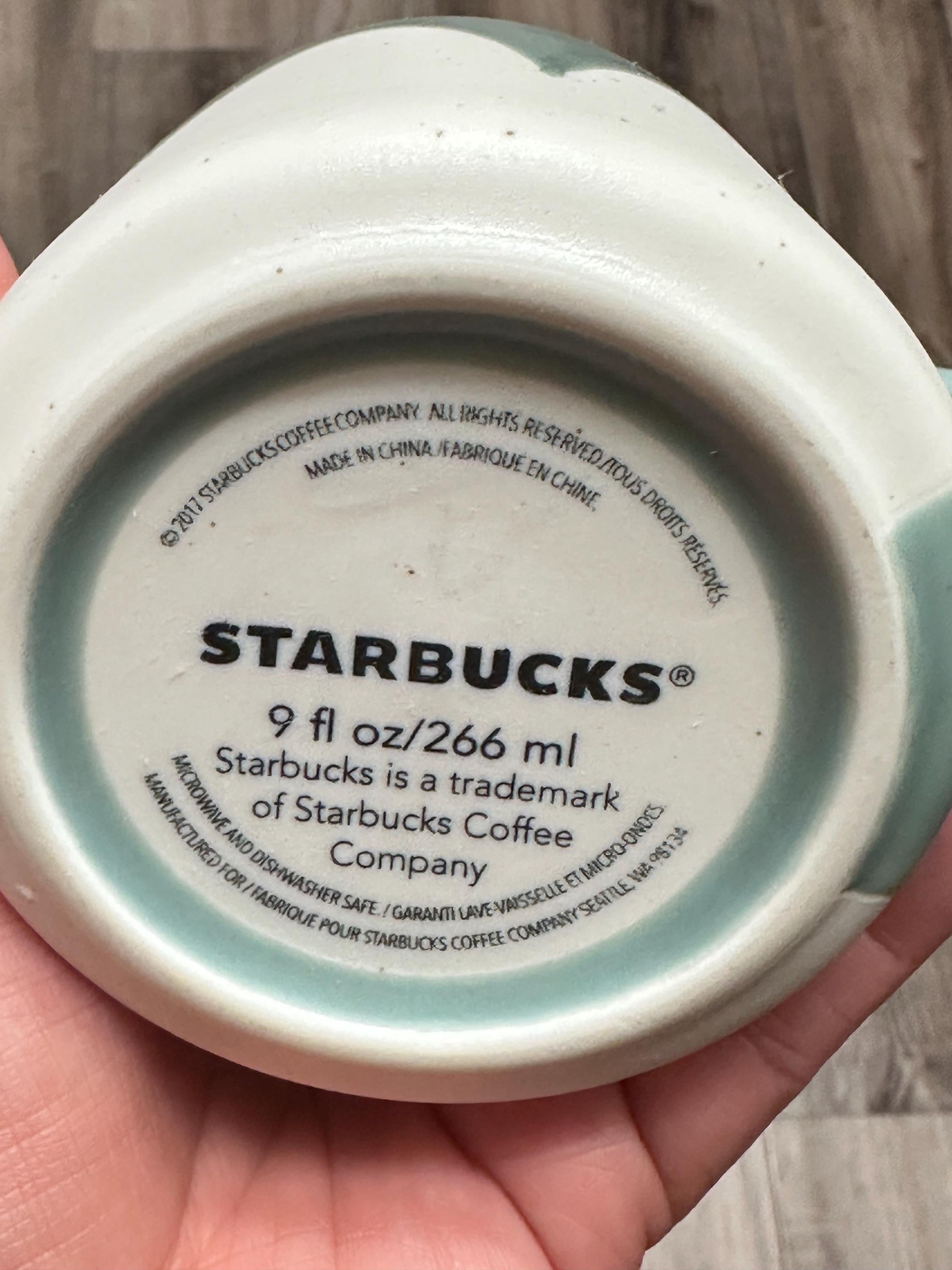 Starbucks 2017 Green White Speckled Drip Mug 9 oz Ceramic Coffee Cup. Ship fast!