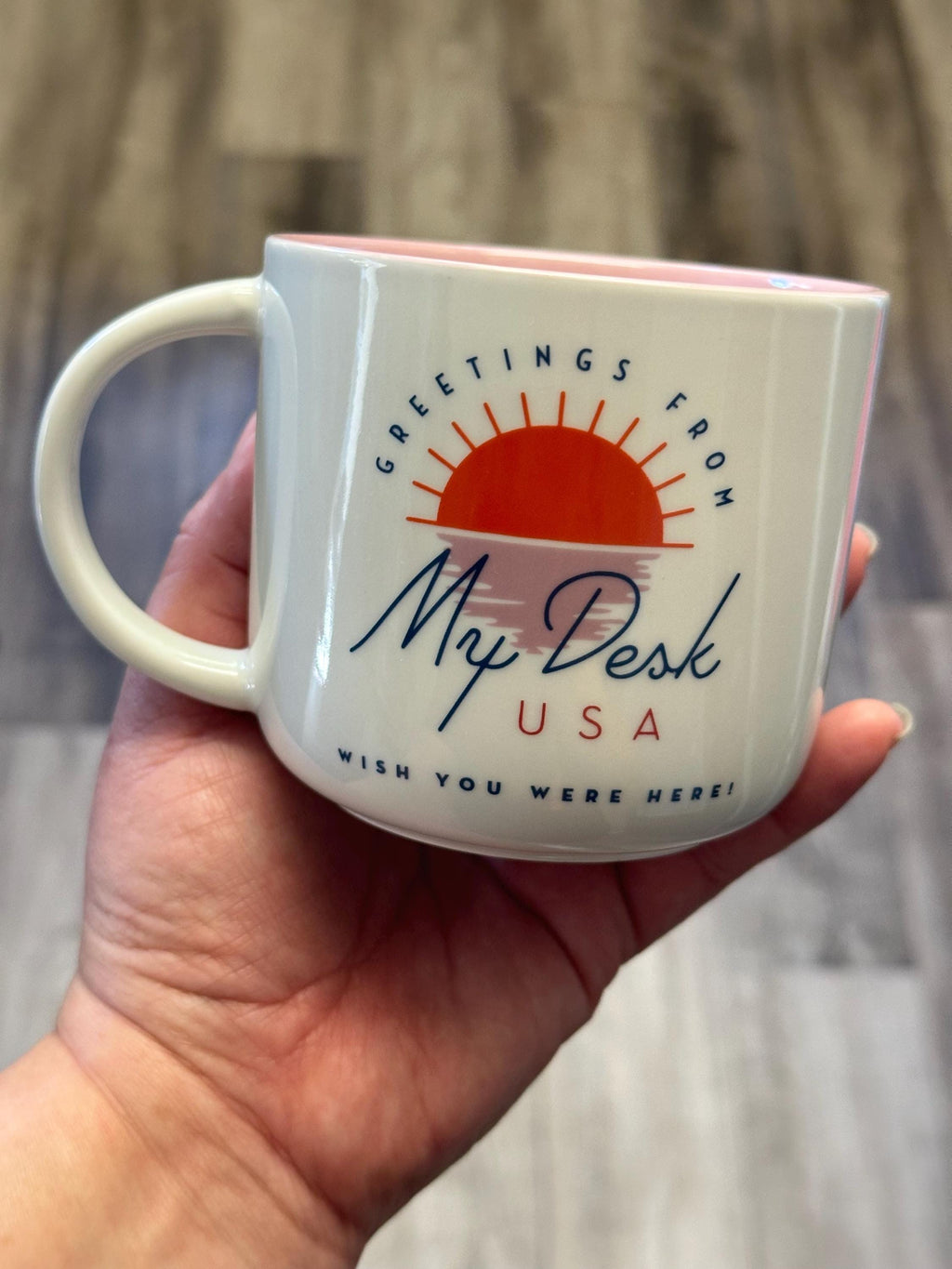 Greetings From My Desk USA Coffee Cup | 14 oz Ceramic. Ship Fast!