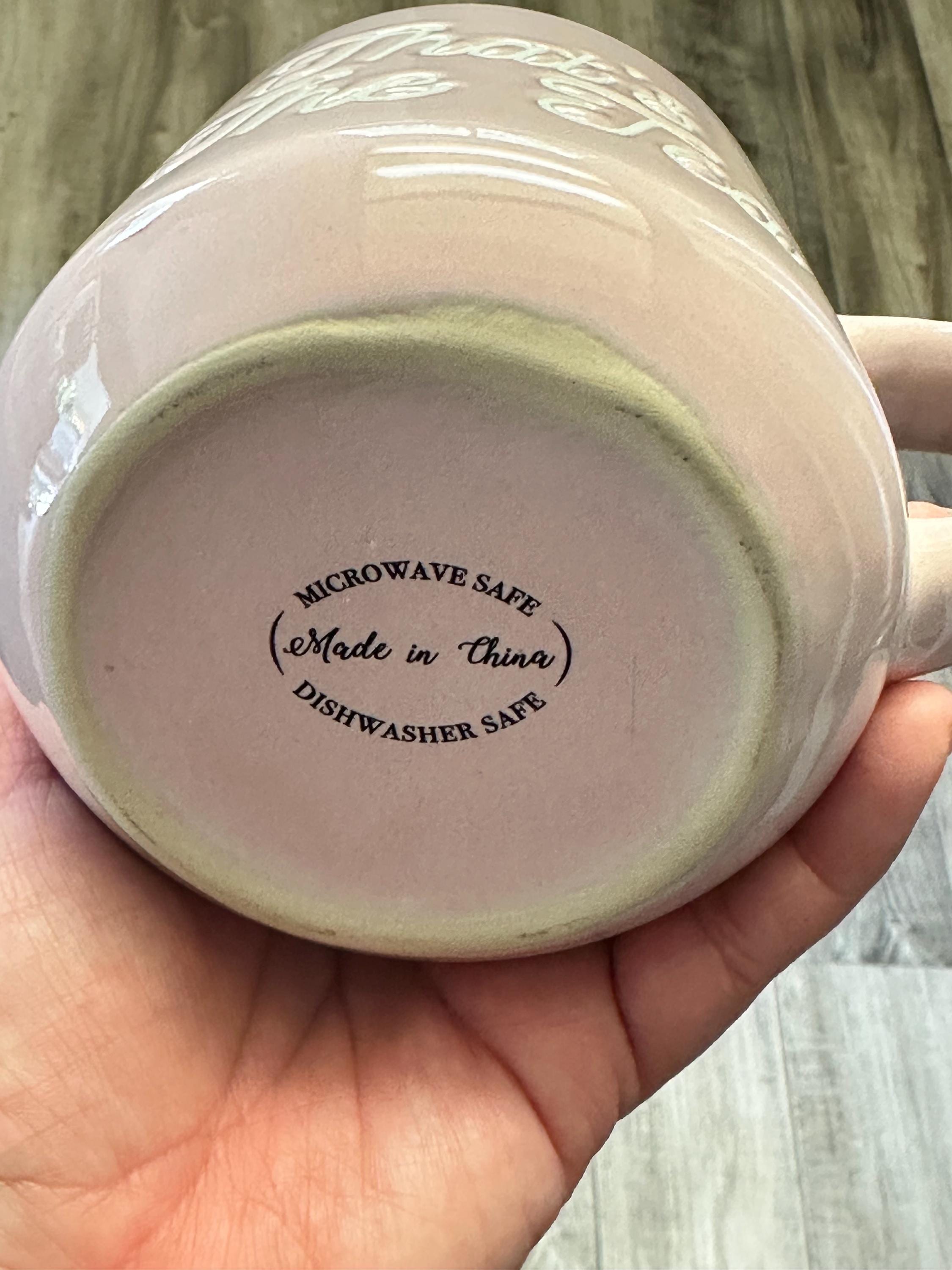 Tea Mug 12 oz Porcelain White pink – New. Ship Fast!