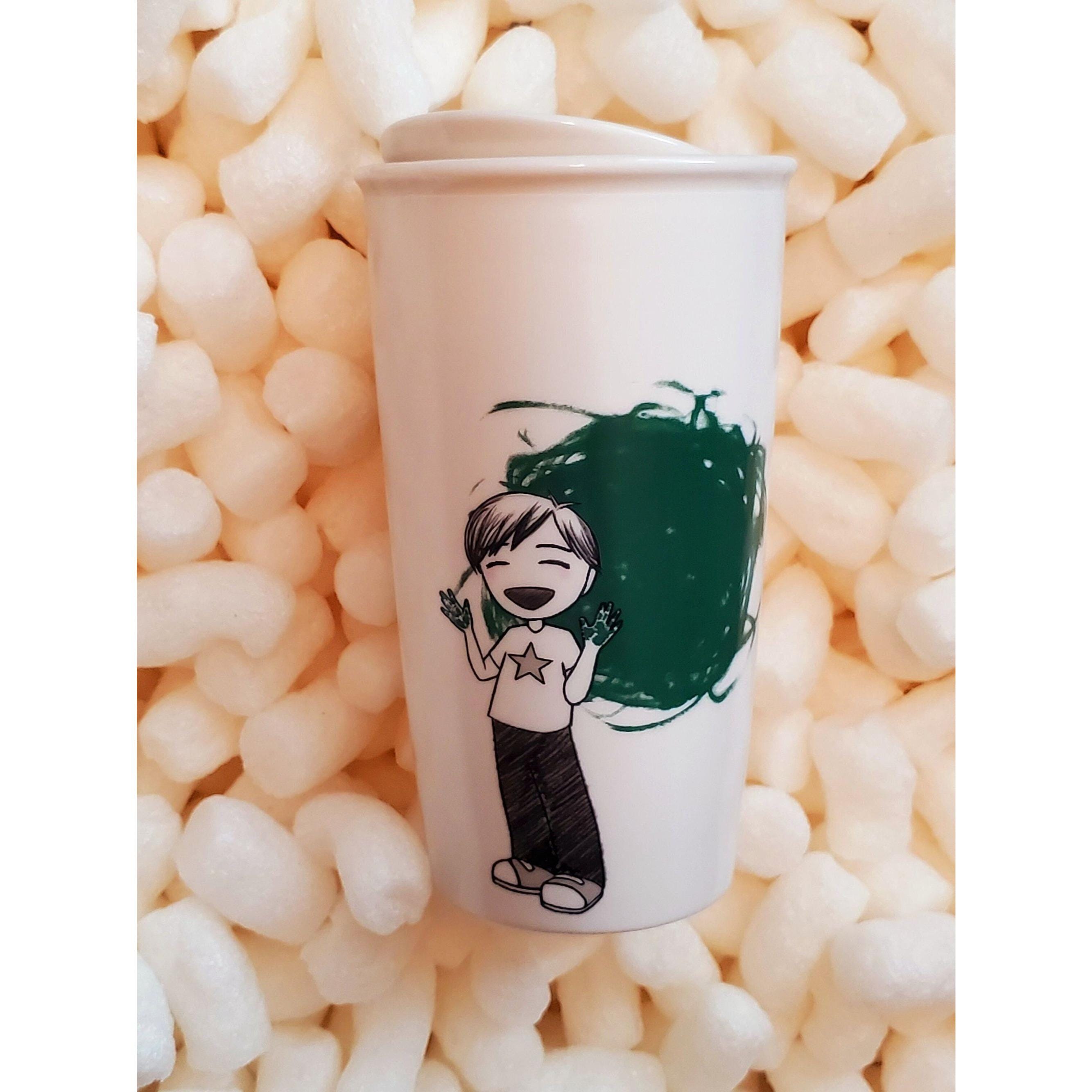 Starbucks Green Finger Paint Boy ceramic travel Tumbler 2015. Ship fast! | Little Joy Market