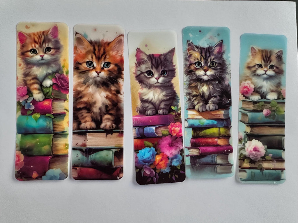 Kitten Peek-a-Boo Bookmarks Set of 5, Cat Lover Reading Accessories