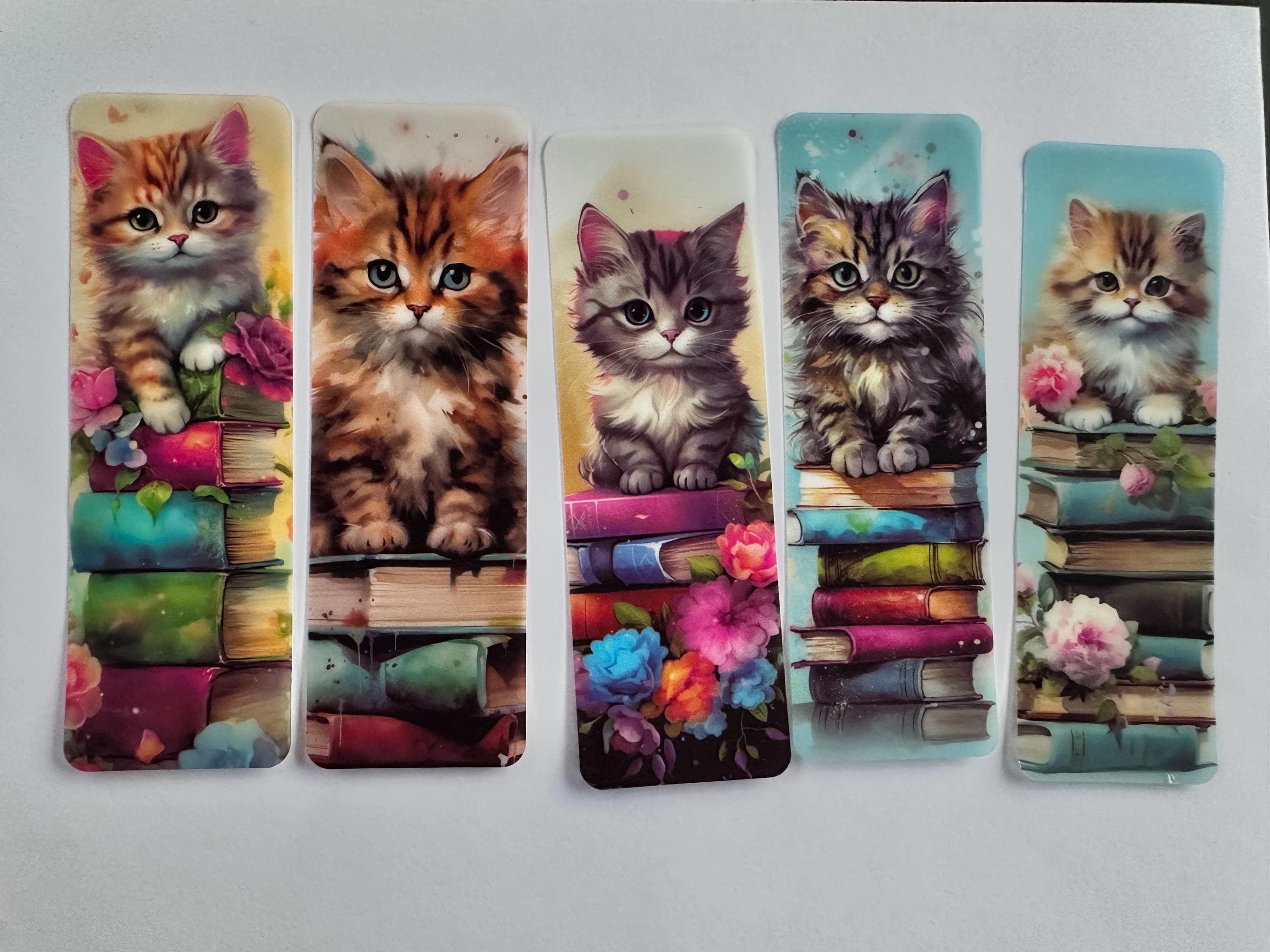 Kitten Peek-a-Boo Bookmarks Set of 5, Cat Lover Reading Accessories