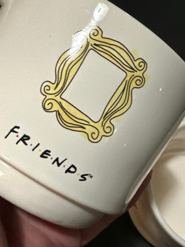 Friends TV Show Mug Set of 2 yellow frame font Coffee Tea Cups EUC