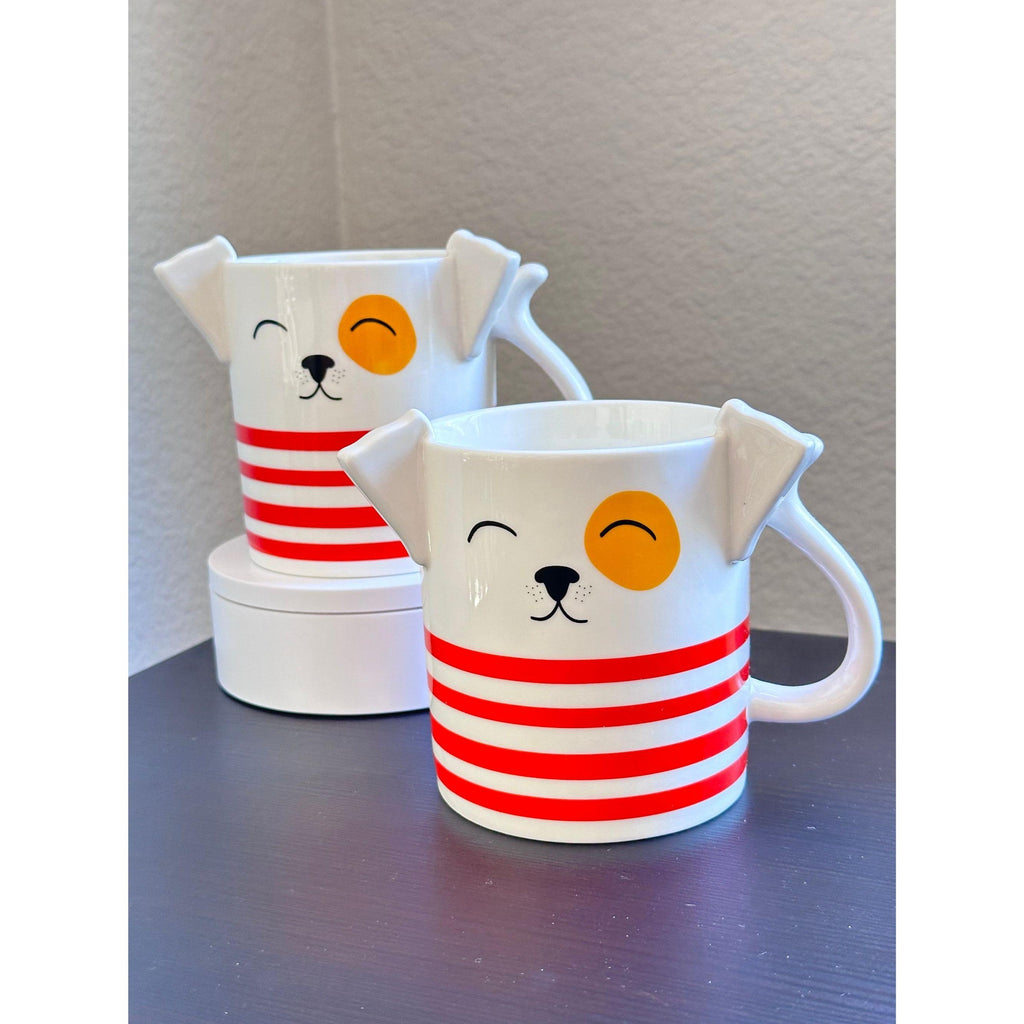 Parker Lane Dog Mom Coffee Mug Set - Sculpted Ears, Striped, 16 Oz