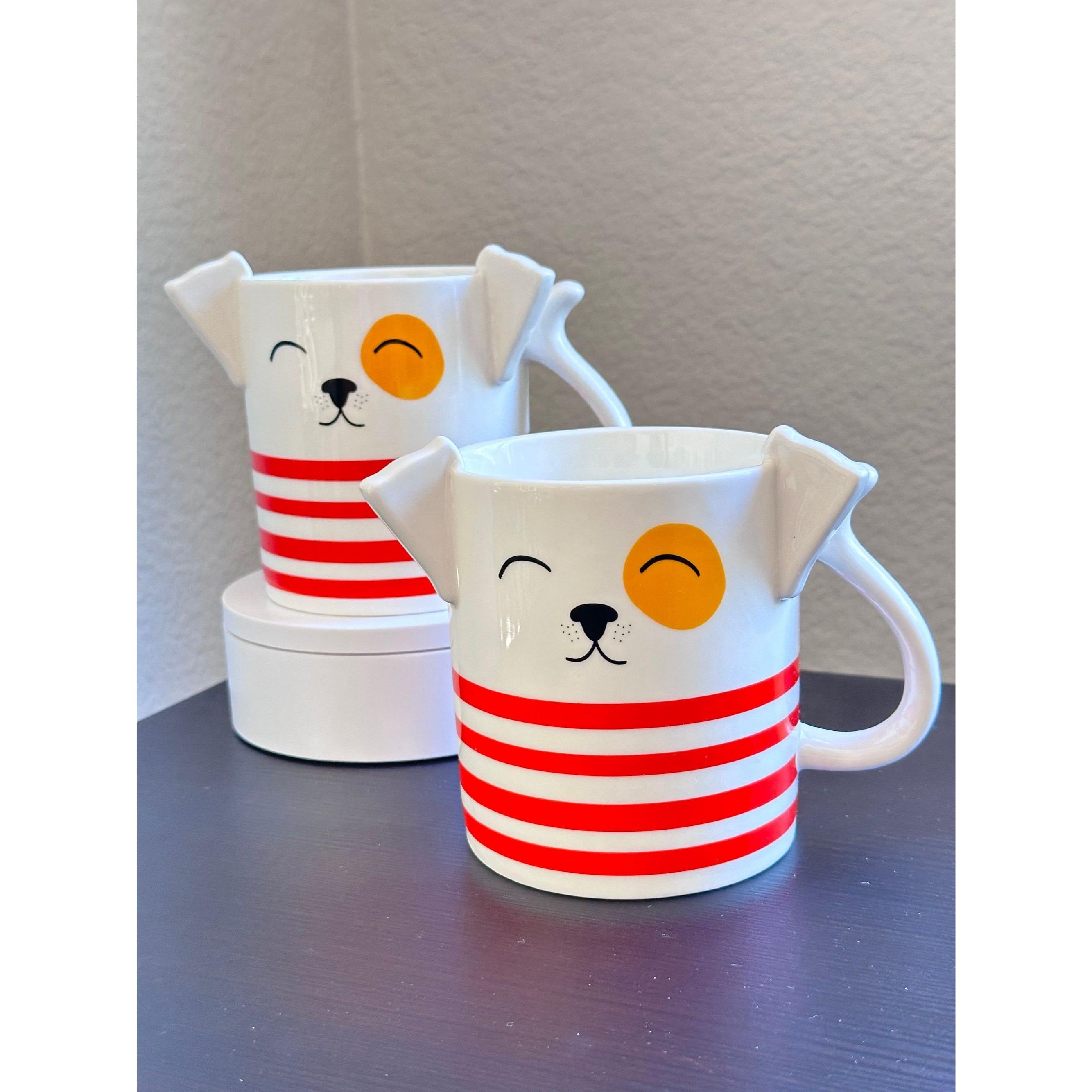 Parker Lane Dog Mom Coffee Mug Set - Sculpted Ears, Striped, 16 Oz