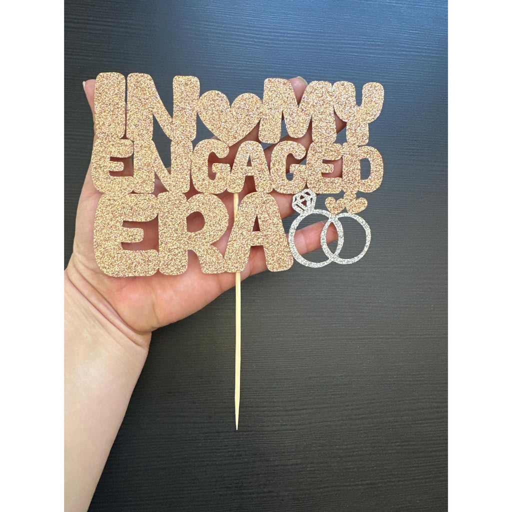 In My Engaged Era Cupcake Topper: Rose Gold Glitter Engagement Party Decor. Ship Fast!