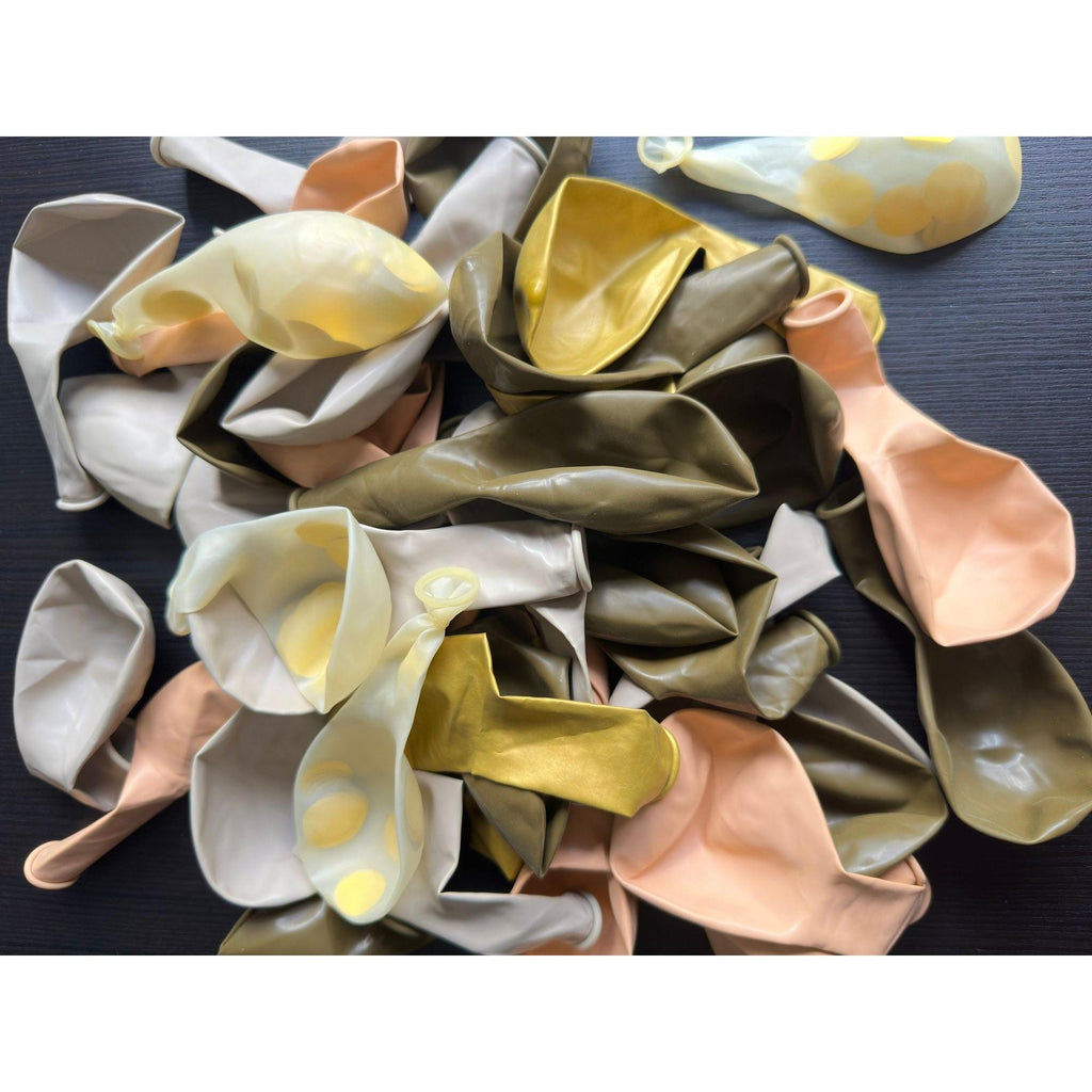 50-Piece Brown & Gold Confetti Balloon Set: Boho Party Decor