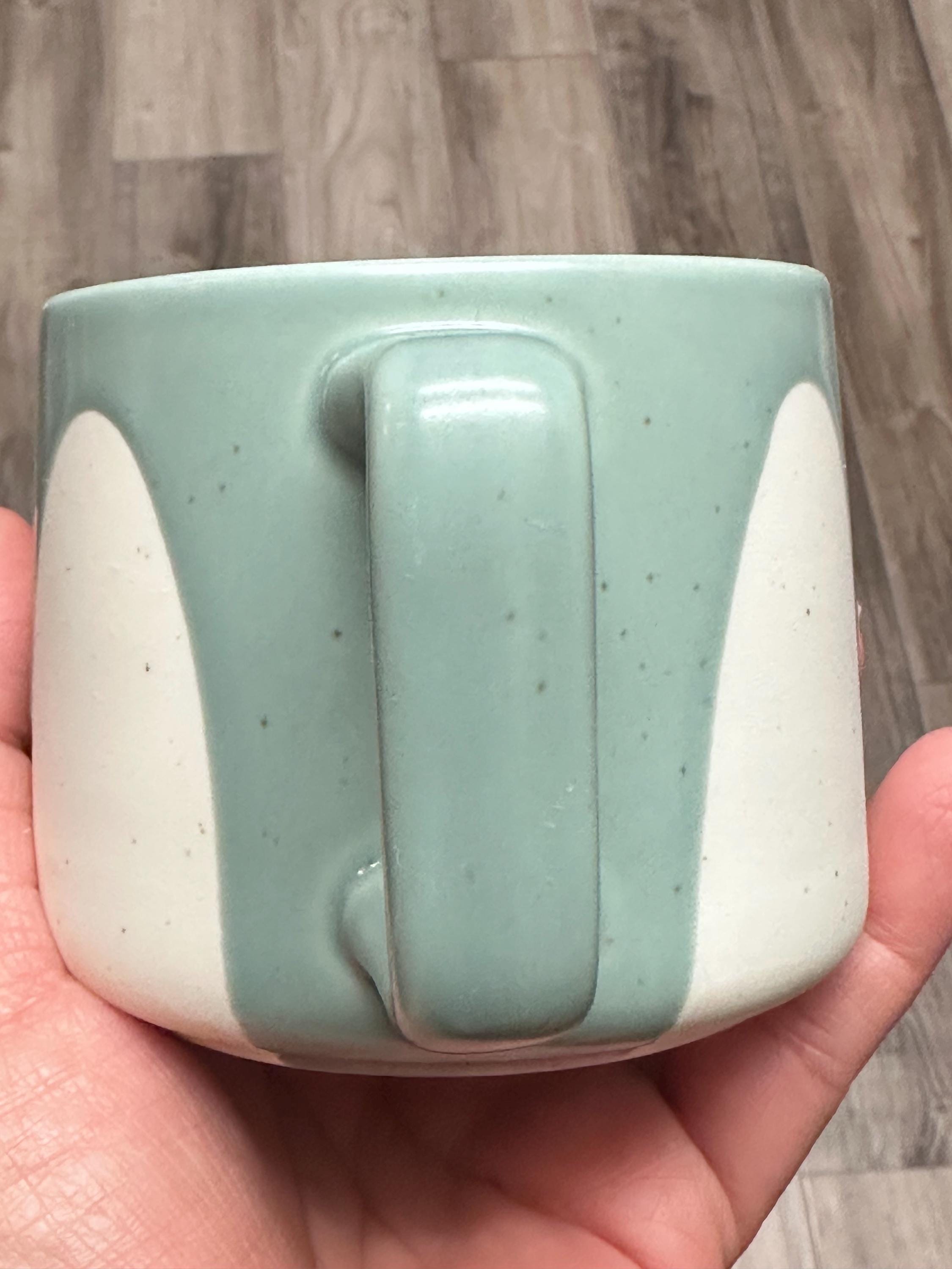 Starbucks 2017 Green White Speckled Drip Mug 9 oz Ceramic Coffee Cup. Ship fast!