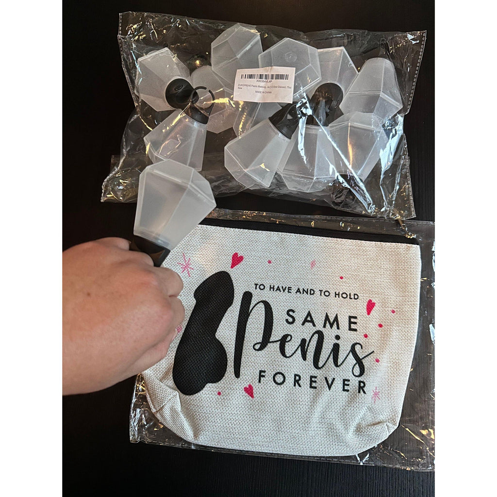 Bachelorette Party Favors | Wedding Ring Shot Glasses Set & Bride Makeup Bag. Ship Fast!
