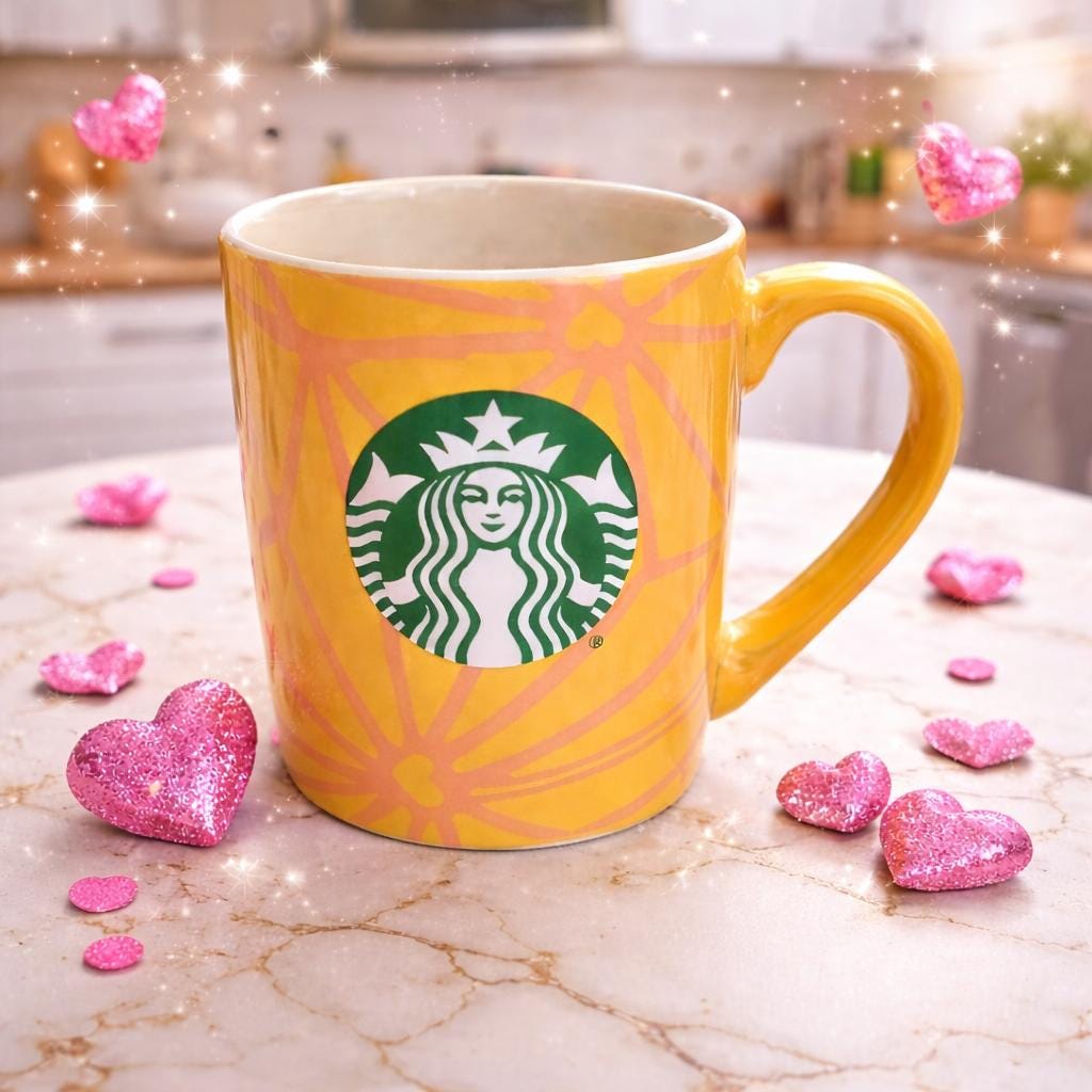Starbucks Hearts Mug 10oz Orange Pink Coffee Cup 2021 EUC | Little Joy Market