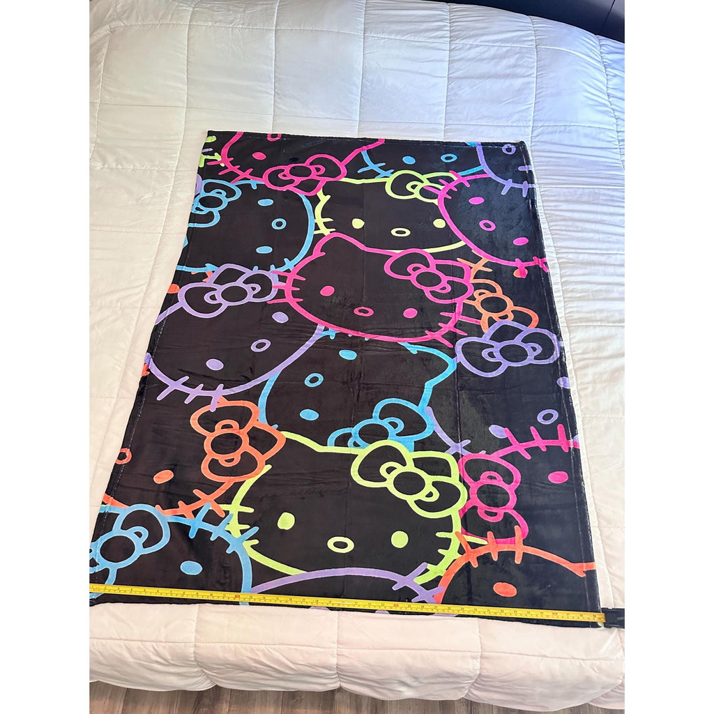 Hello Kitty Neon Blanket 39x53 Inches | Soft Cozy Throw | Ships Fast! | Little Joy Market