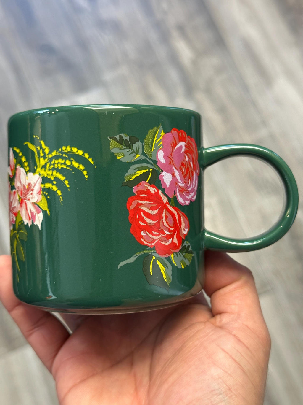 Starbucks Green Floral Ceramic Mug 12oz – Multicolor Flowers, 2018. Ship Fast!