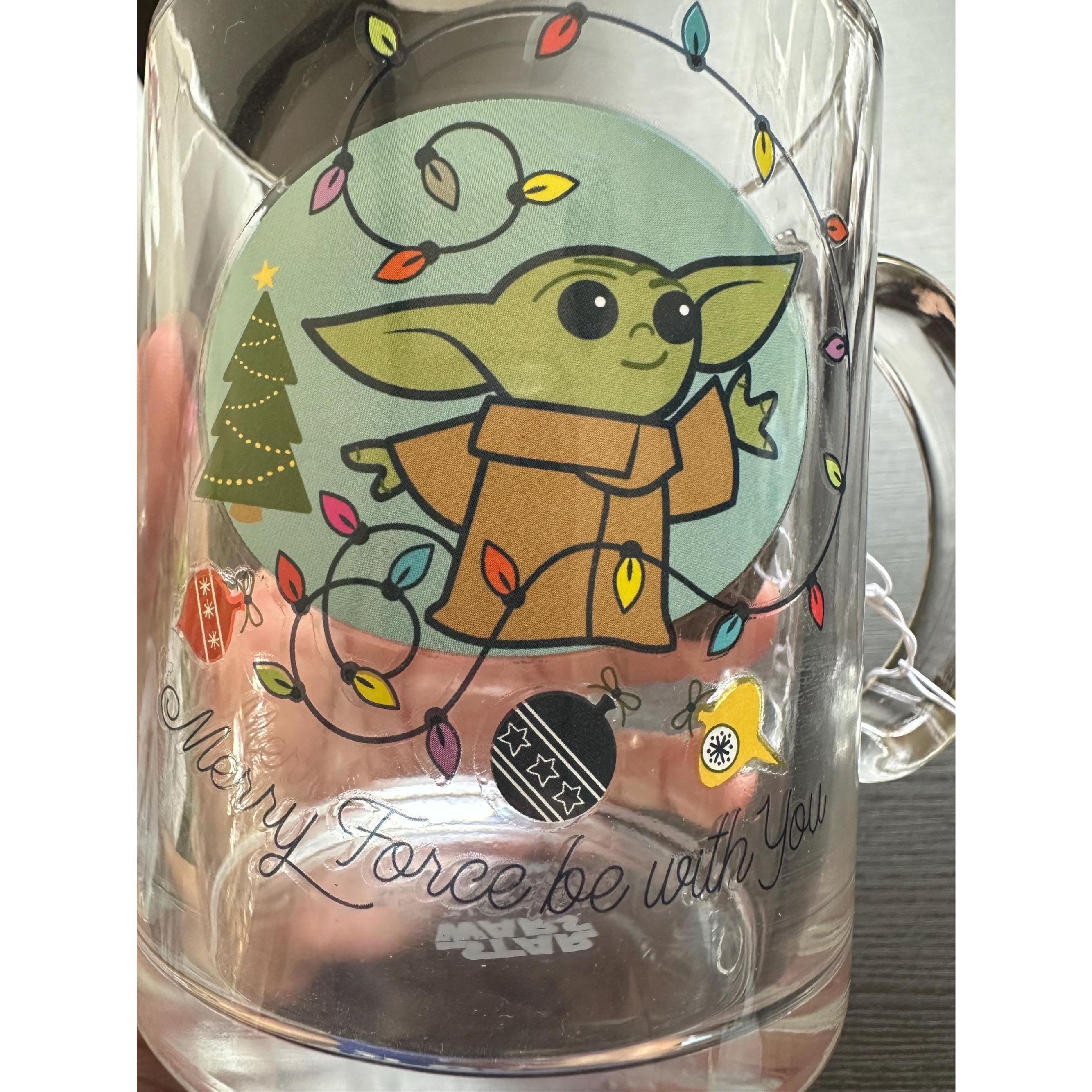 Baby Yoda Glass Mug | Mandalorian Star Wars Holiday Mug (17.5 Oz)