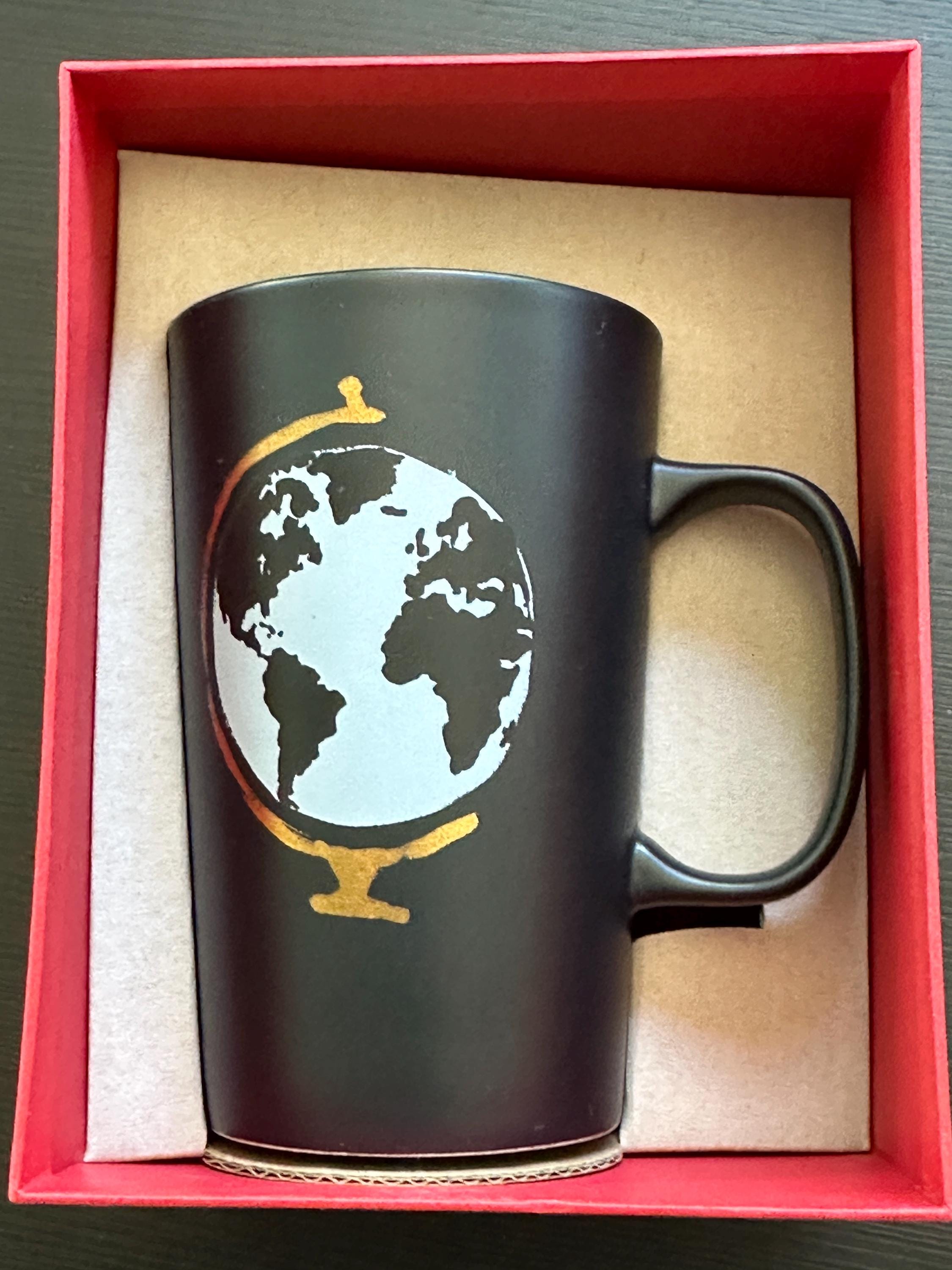 Starbucks 2015 Matte Black World Globe Mug 16oz – New in Box. Ship Fast!