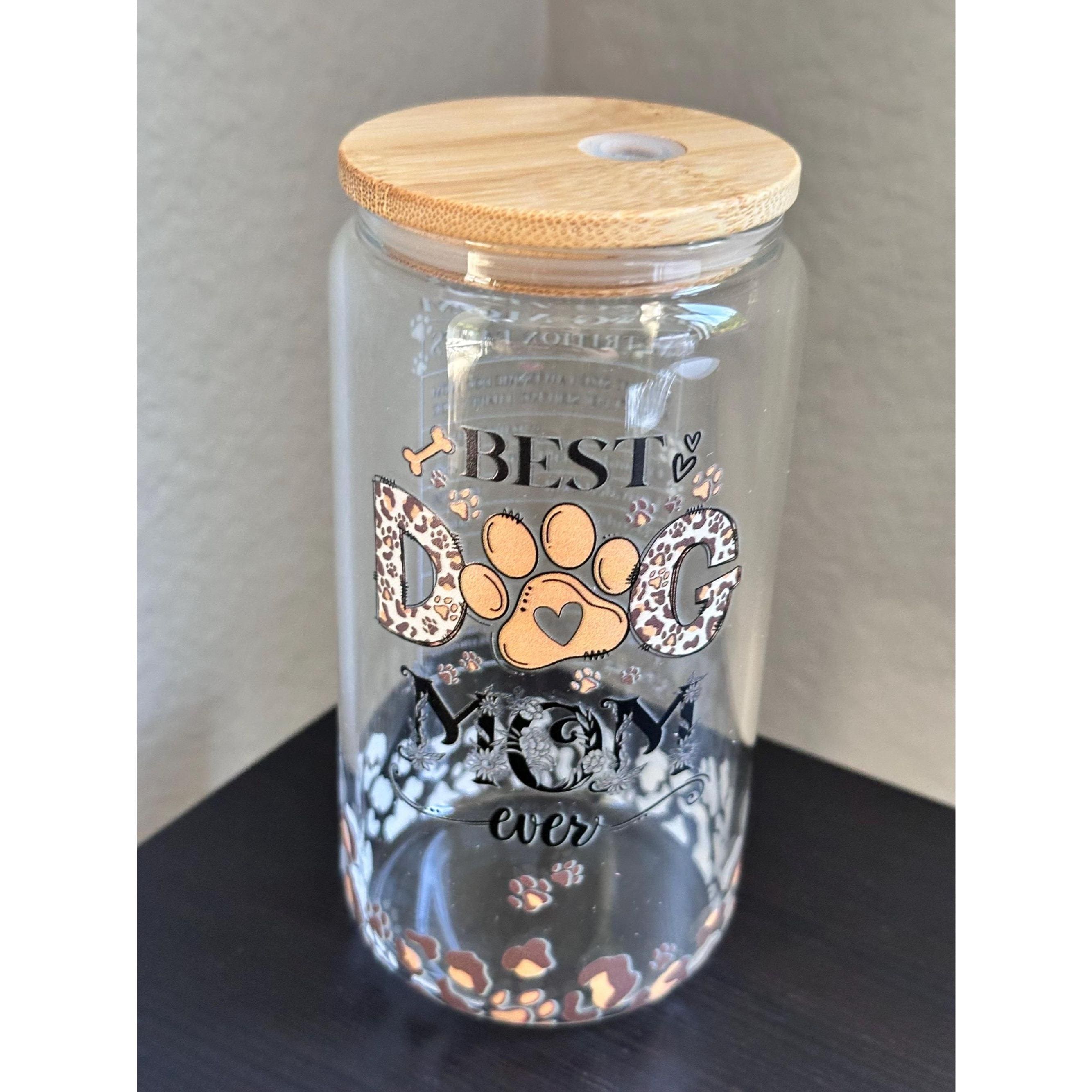 Dog Mom Glass Cup with Bamboo Lid & Straw | 16oz Iced Coffee Cup. Ship fast! | Little Joy Market