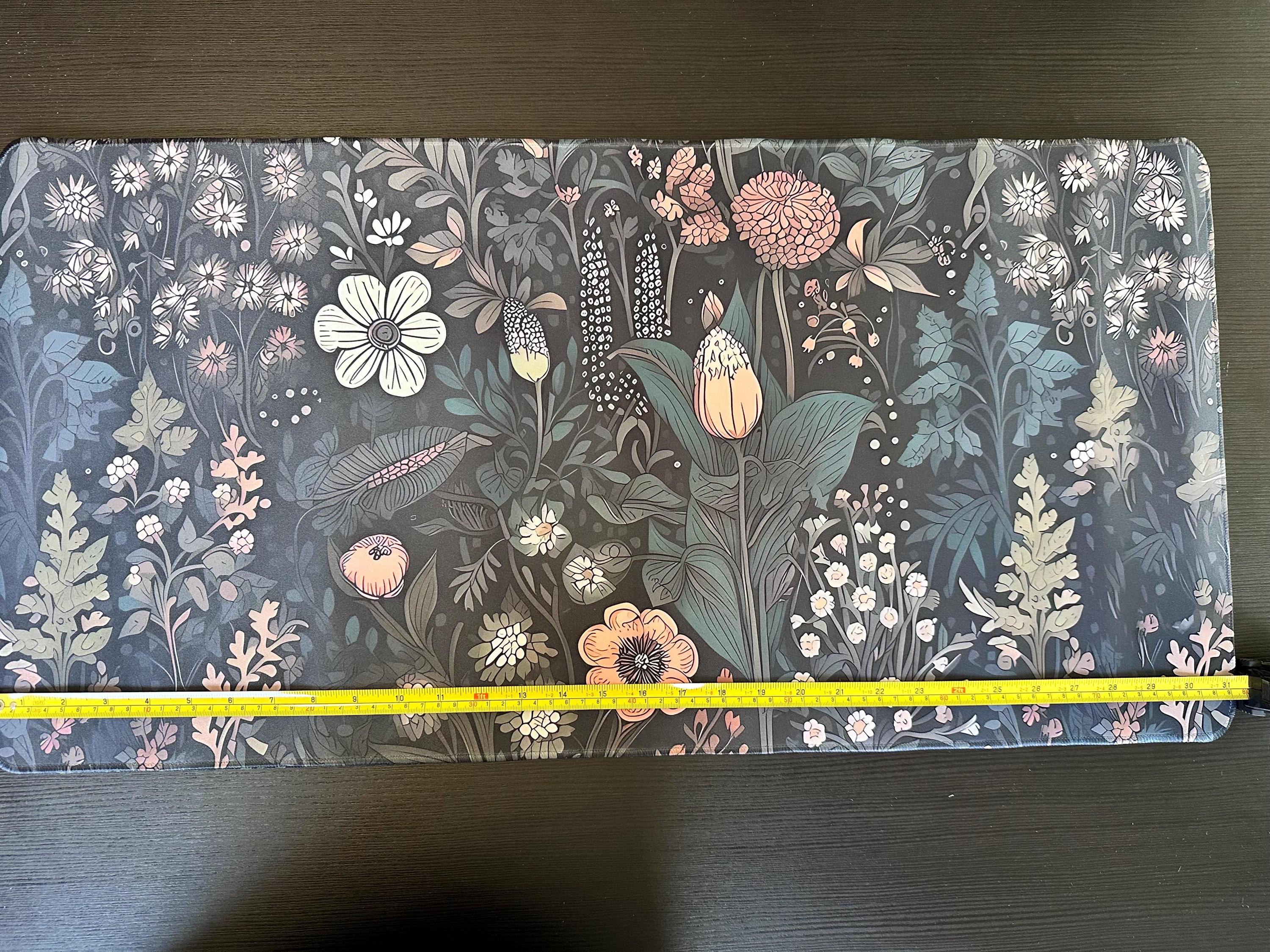 Cottagecore Floral Desk Mat Large 31x16 Botanical Mouse Pad – Vintage Wildflower Workspace Décor