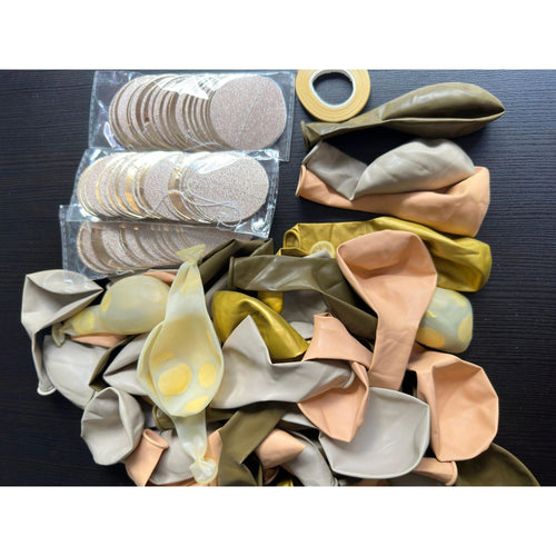 50-Piece Brown & Gold Confetti Balloon Set: Boho Party Decor