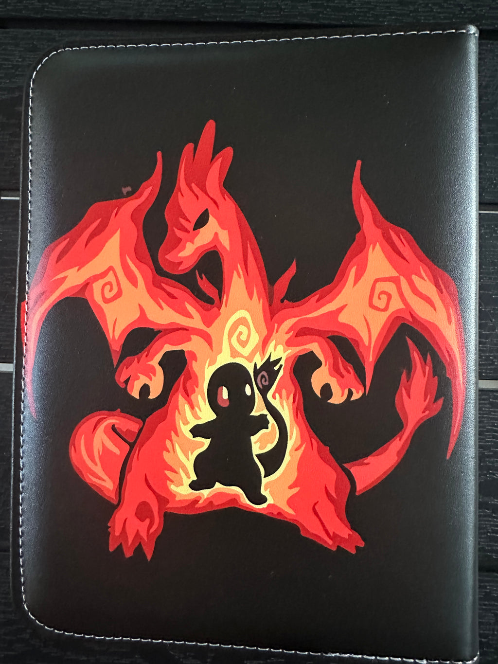 Trading Card Binder – orange/Black, 50 Sleeves, 9.5x7", Compatible with Pokémon Cards