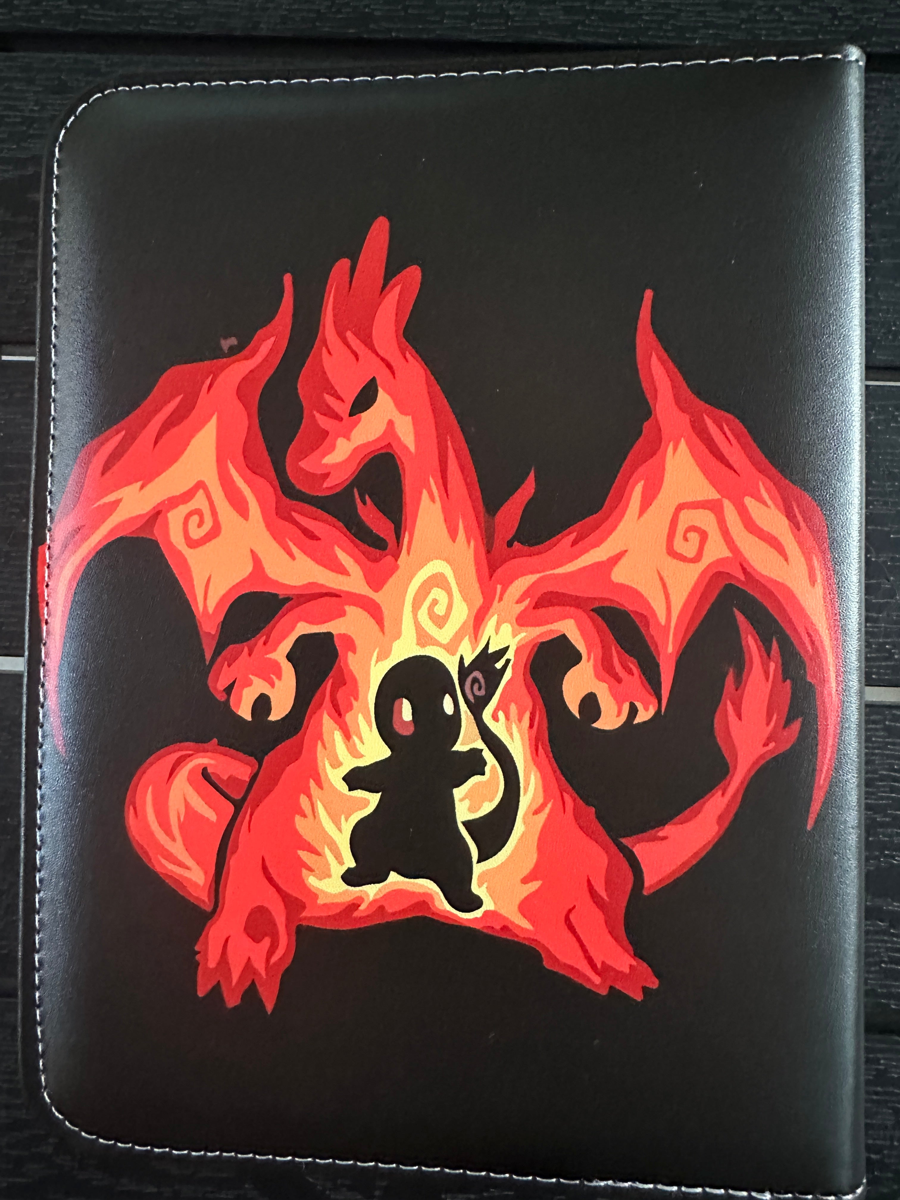 Trading Card Binder – orange/Black, 50 Sleeves, 9.5x7", Compatible with Pokémon Cards