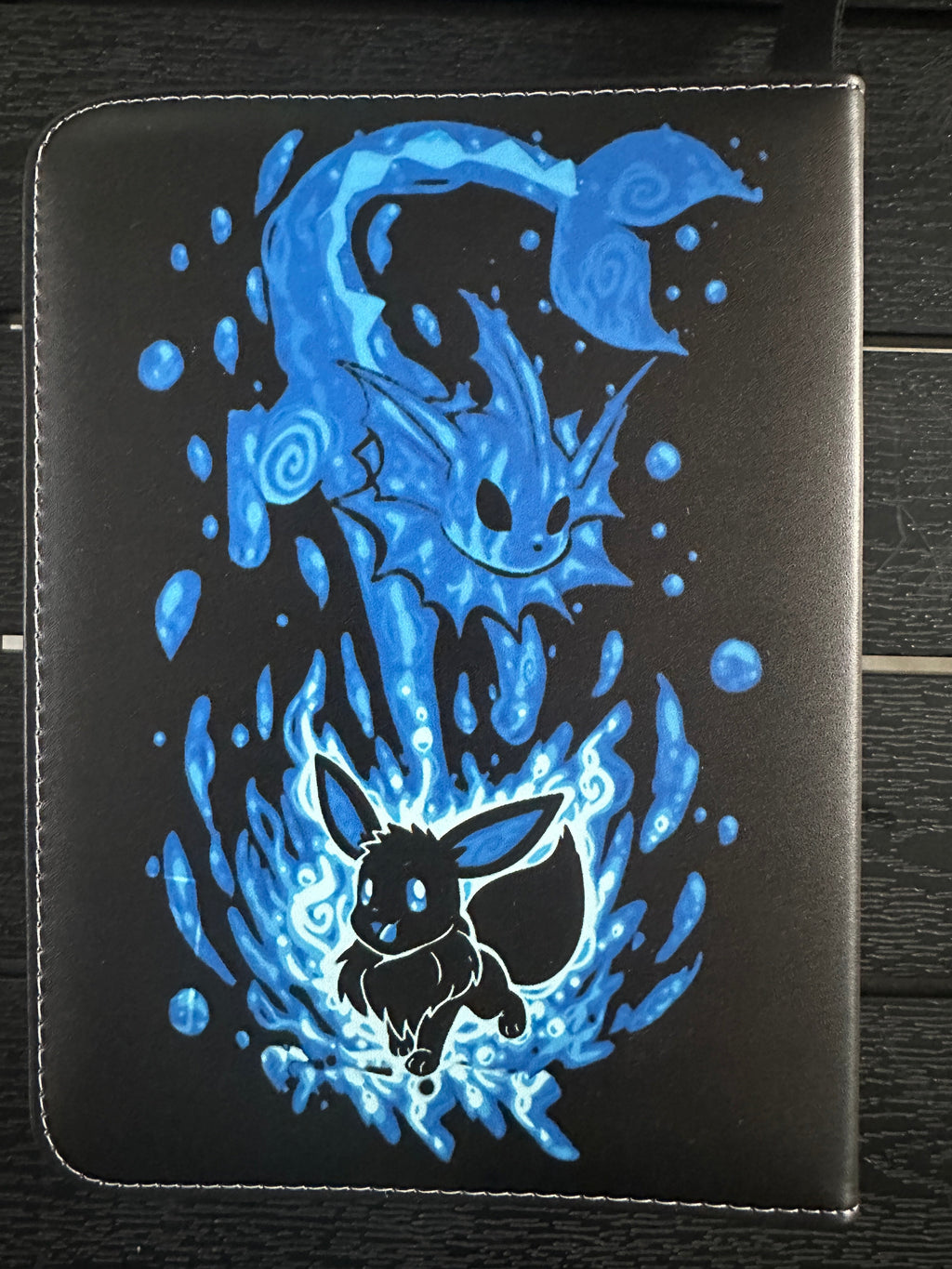 Trading Card Binder – Blue/Black, 50 Sleeves, 9.5x7", Compatible with Pokémon Cards