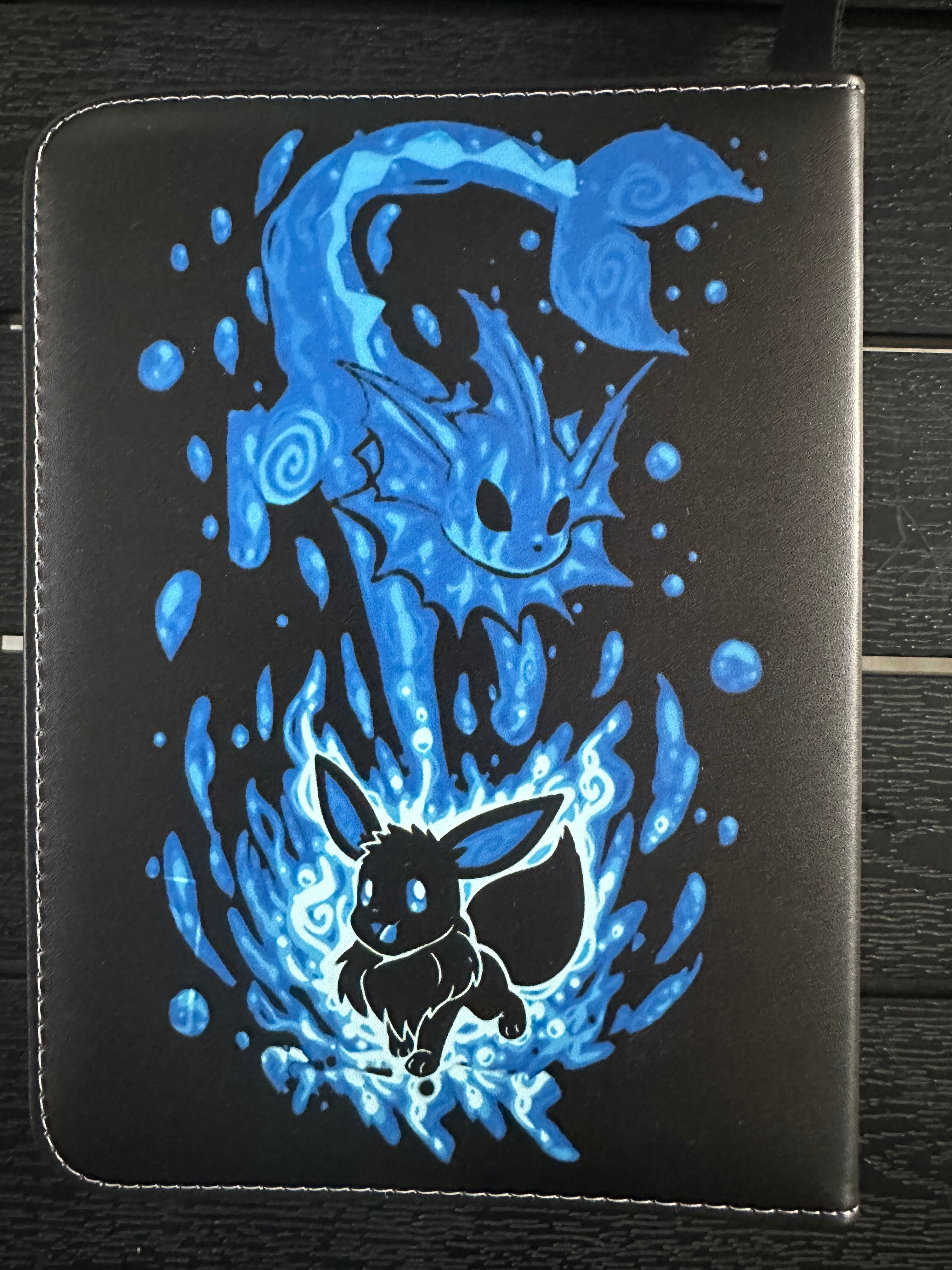 Trading Card Binder – Blue/Black, 50 Sleeves, 9.5x7", Compatible with Pokémon Cards