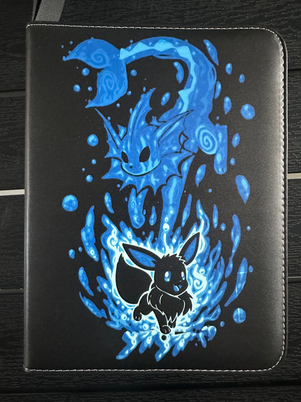 Trading Card Binder – Blue/Black, 50 Sleeves, 9.5x7", Compatible with Pokémon Cards