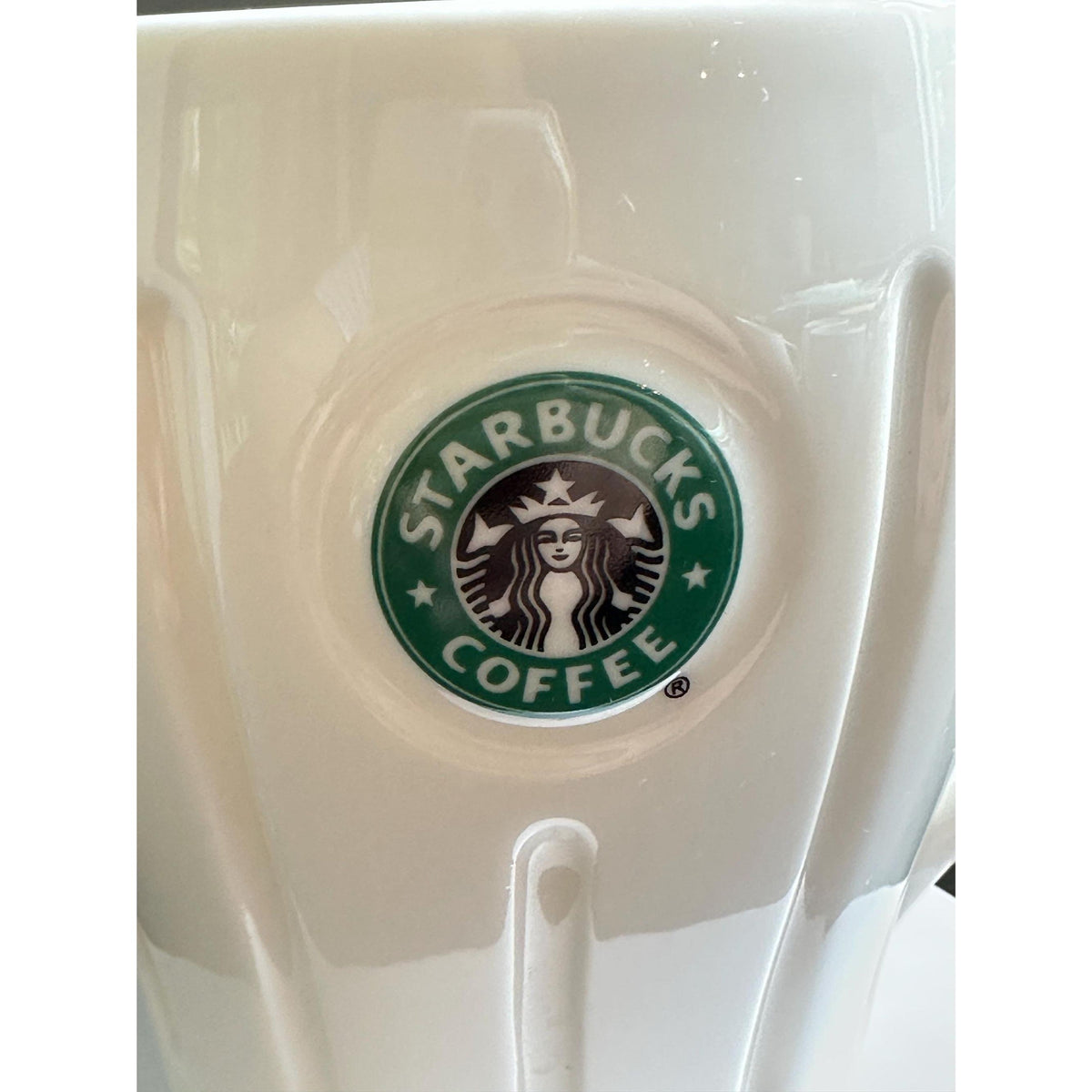 Vintage 2003 Starbucks Mug: Ribbed Ceramic Barista Cup with Siren Logo. Ship Fast!