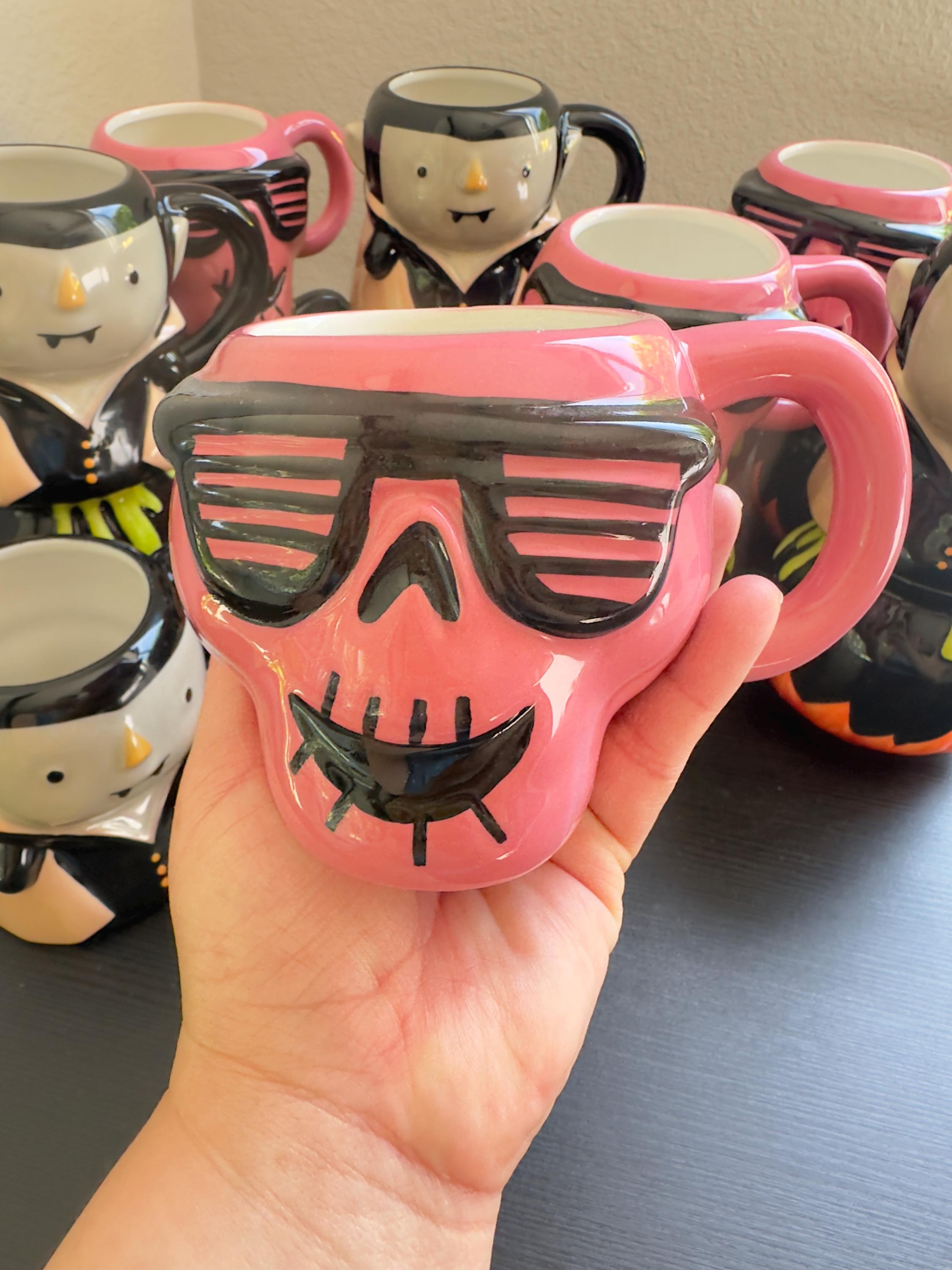 Halloween Skull Mug Pink 14.8 oz Earthenware – New. Ship Fast!