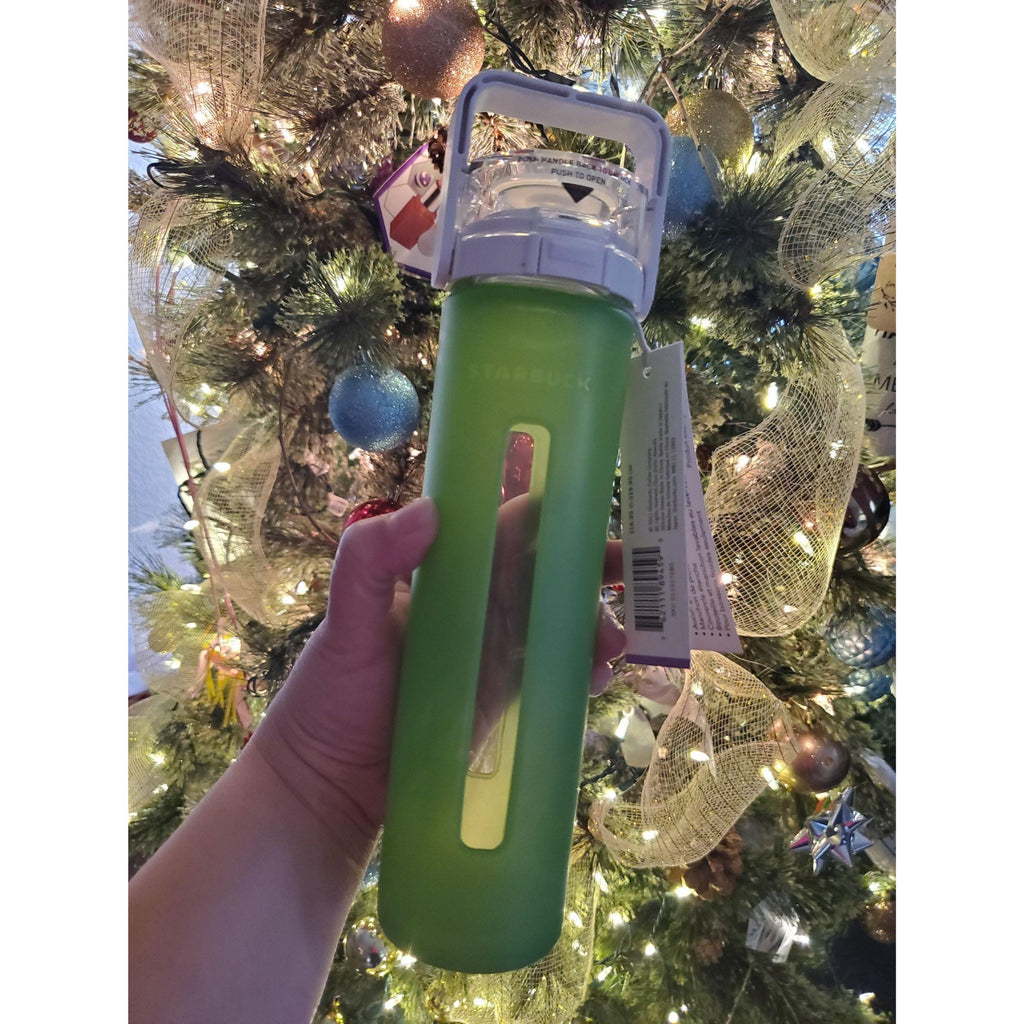 Starbucks Glass Water Bottle: Green Silicone Sleeve, 16 oz. 2011 New!