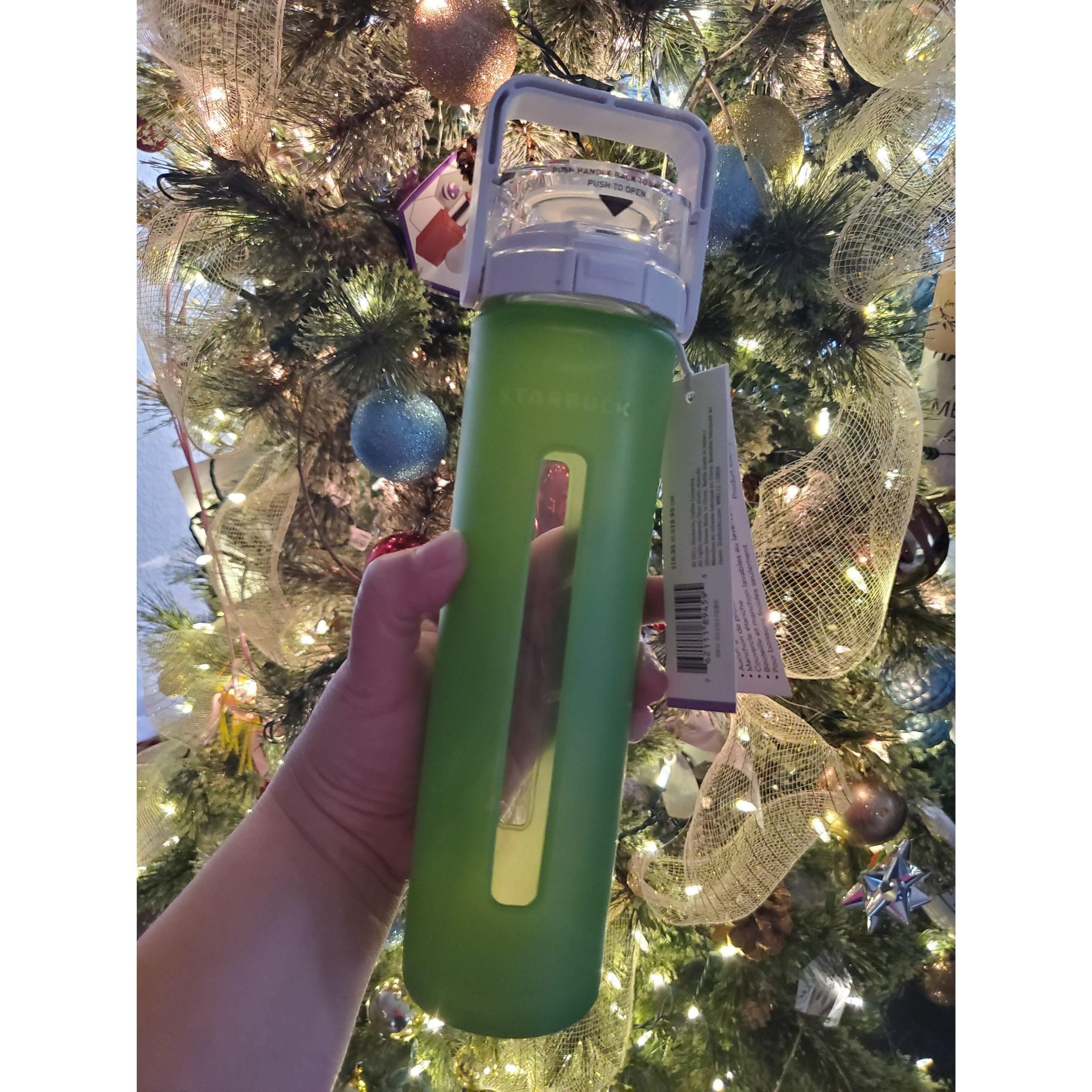 Starbucks Glass Water Bottle: Green Silicone Sleeve, 16 oz. 2011 New!