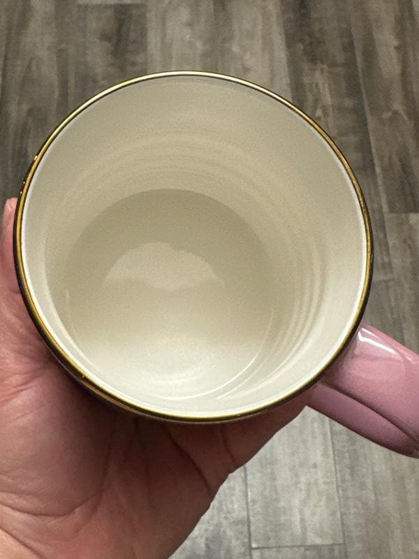 Stoneware Coffee Mug Mauve Gold Trimmed With The Initial B. New! Ship Fast!
