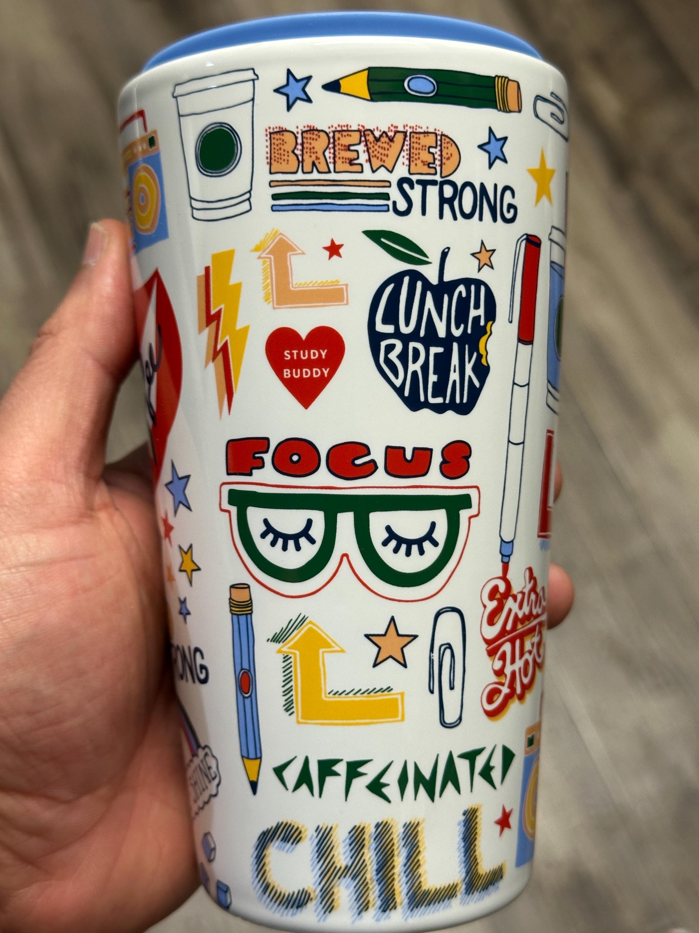 Starbucks Back to School Graffiti Ceramic Tumbler 12oz – New. Ship Fast!