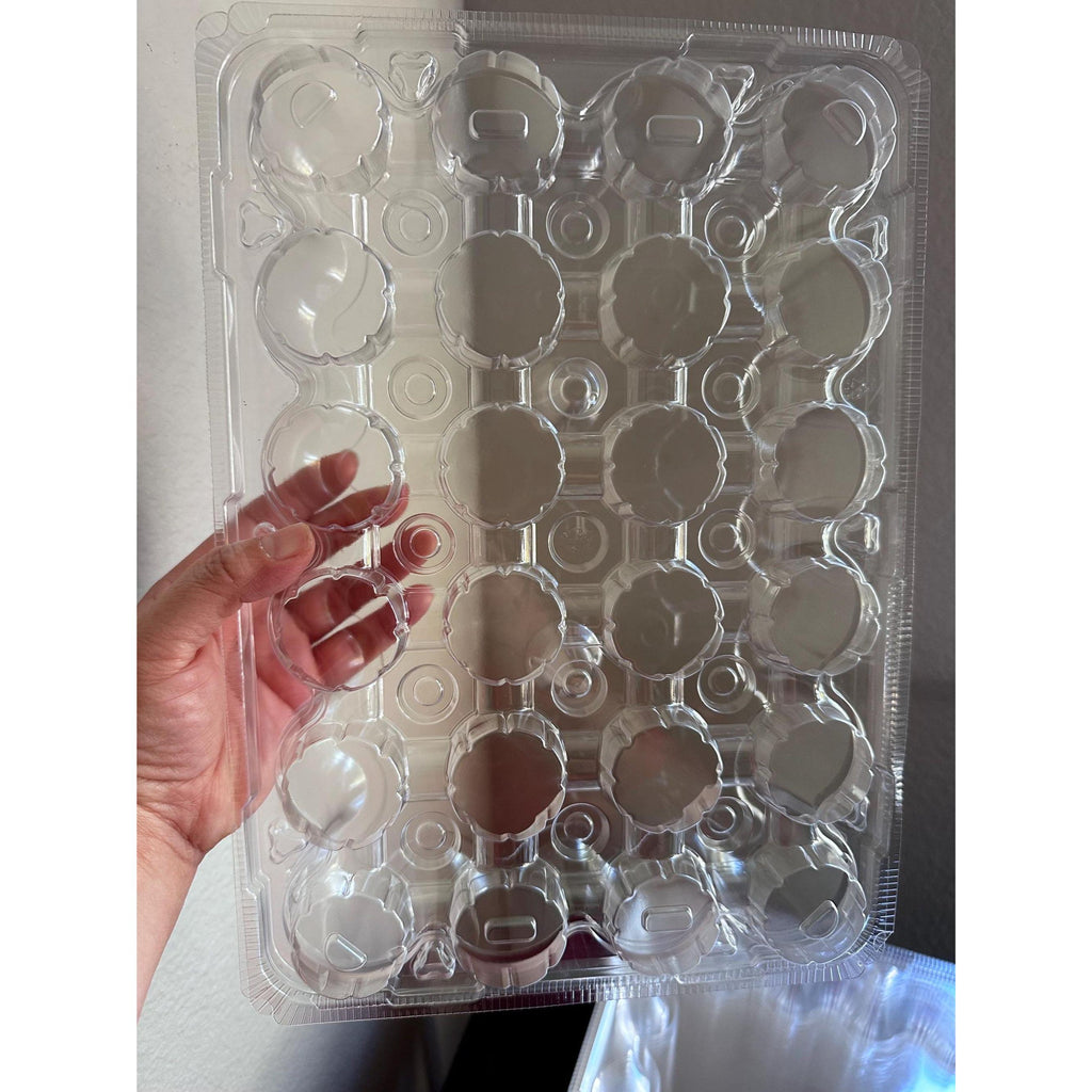 Mini Cupcake Containers, 24 Clear Plastic Stackable Boxes with Dome Lids | Little Joy Market