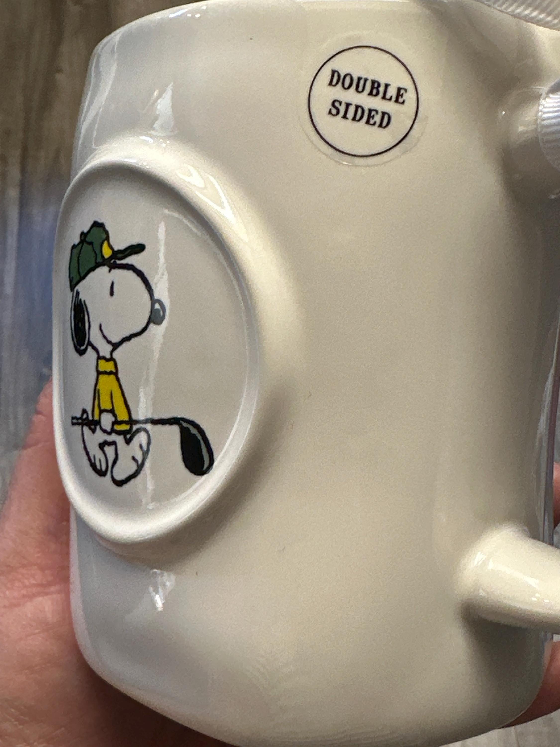 Snoopy Tee Time Mug 16oz Peanuts Double Sided Golf Coffee Cup