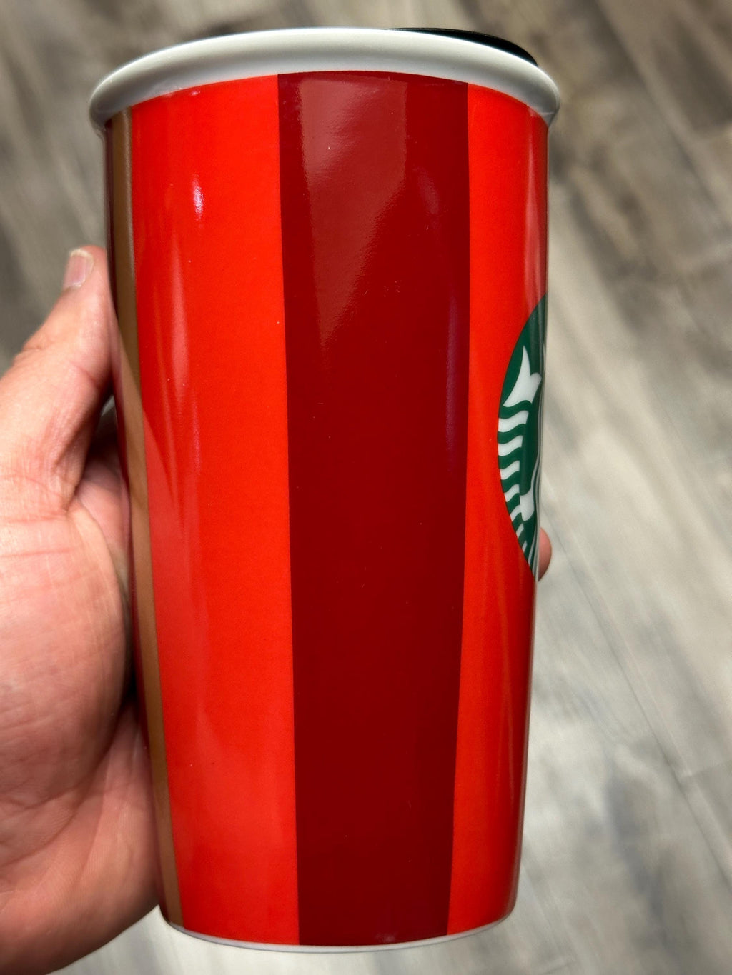 Starbucks Holiday Red & White Striped Ceramic Travel Tumbler 12oz – Ship fast!