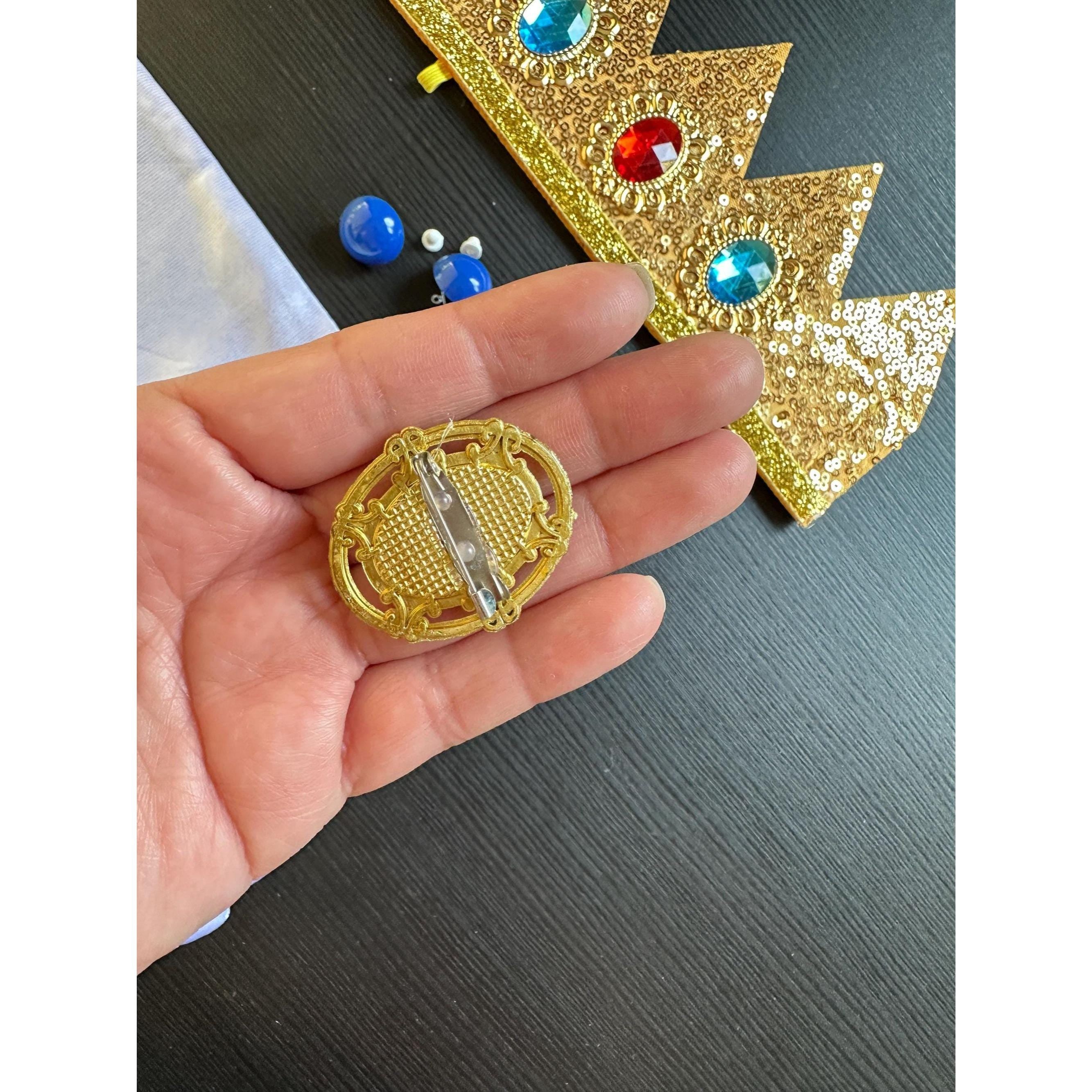 Girls' Princess Dress-Up Set: Gold Tiara, Gloves, & Jewelry